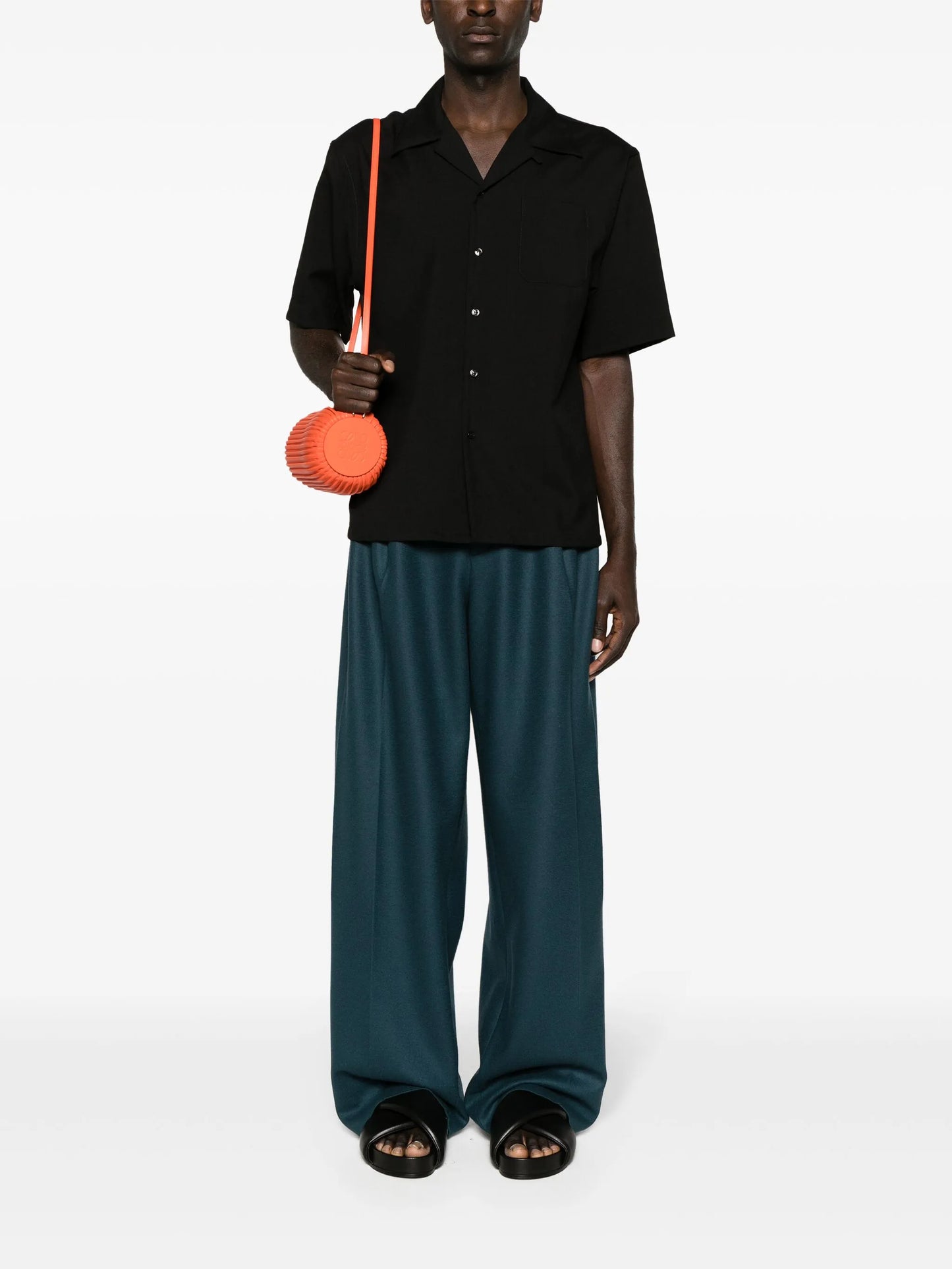 Cuban-collar wool shirt
