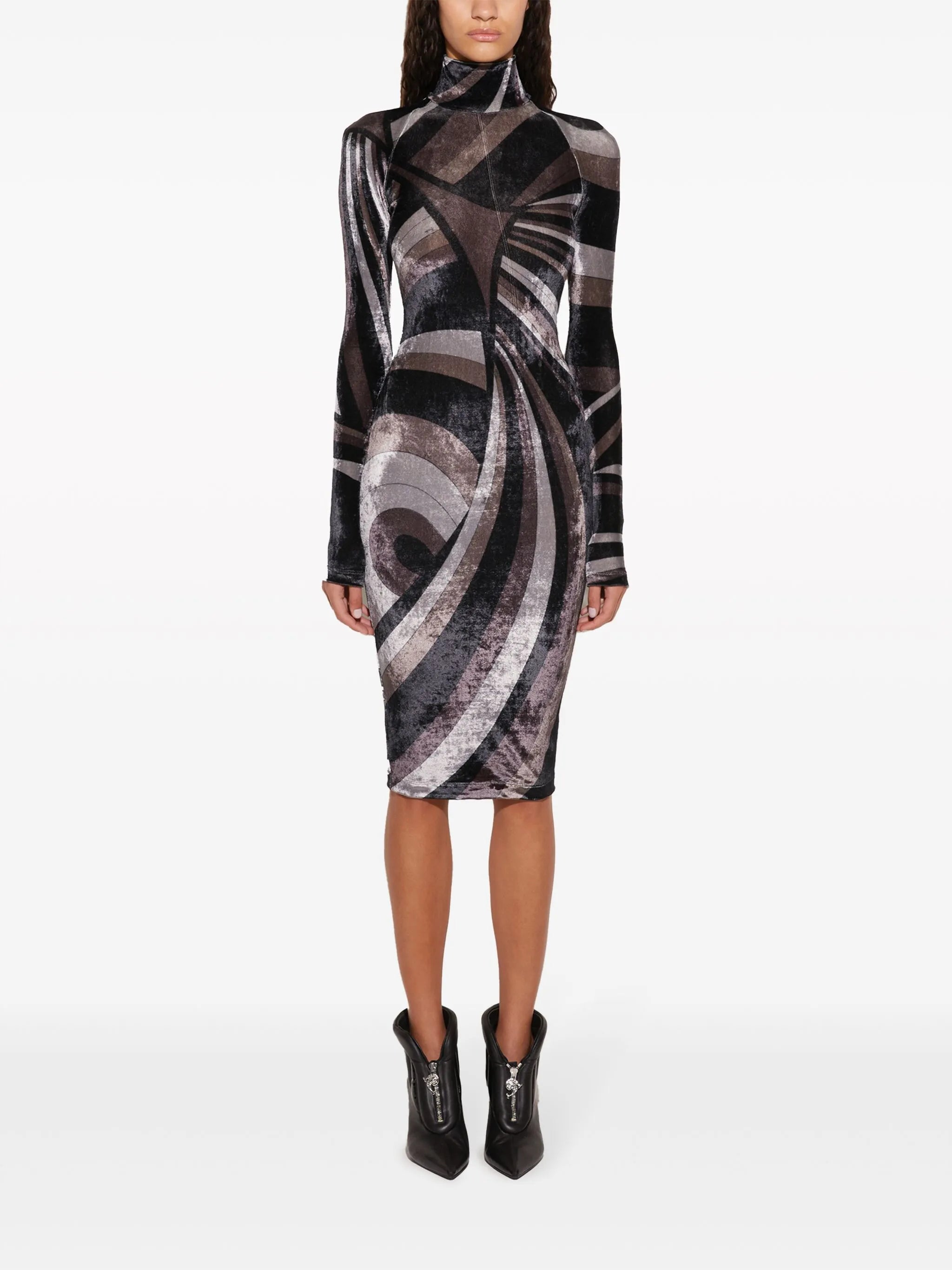 Iride-print midi dress