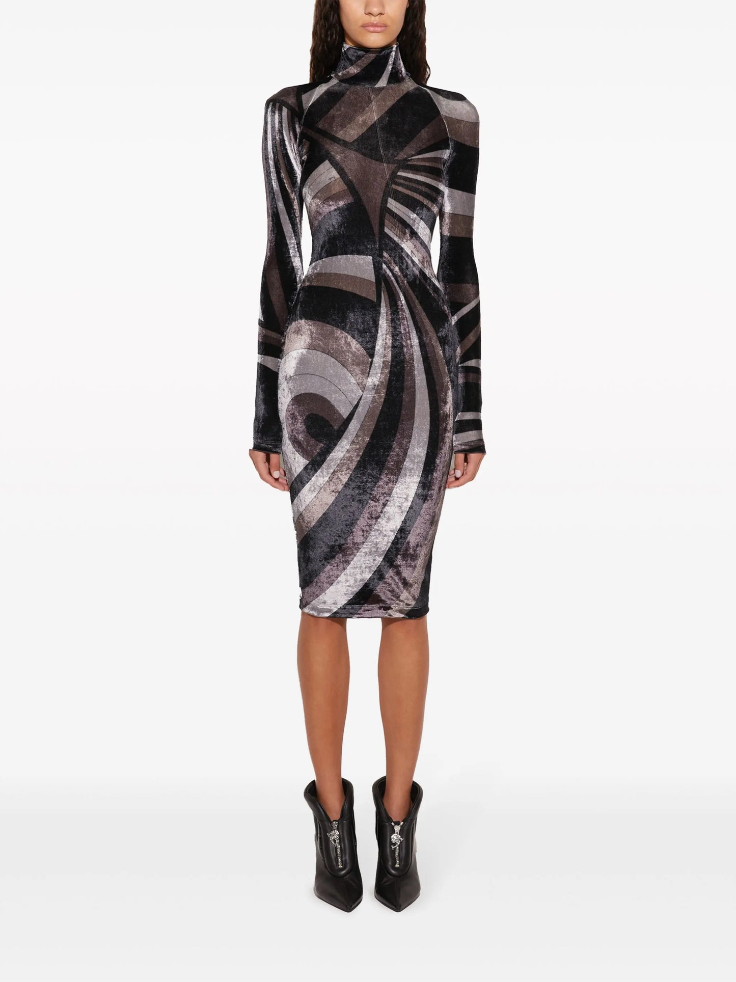 Iride-print midi dress