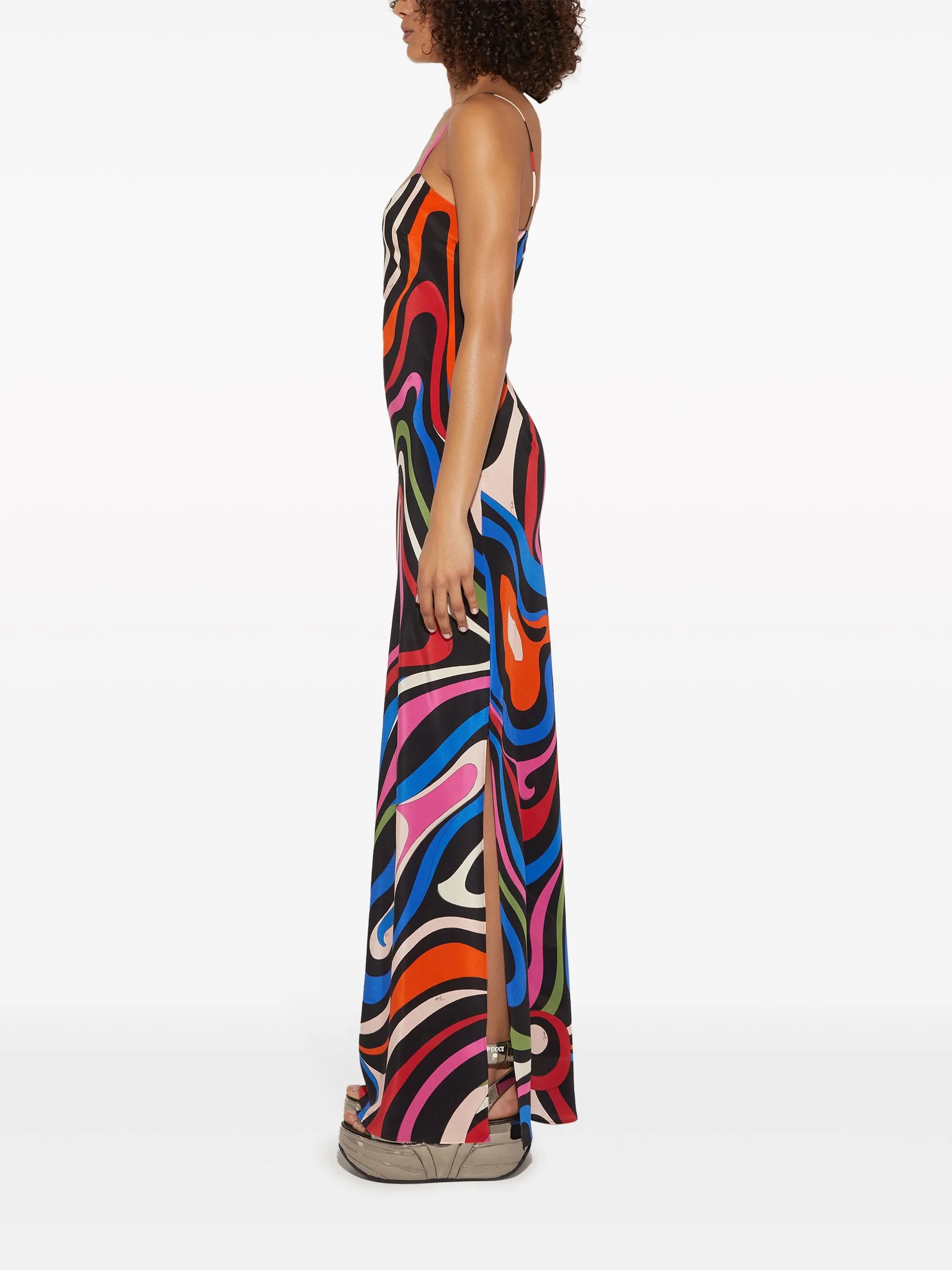Marmo-print silk dress