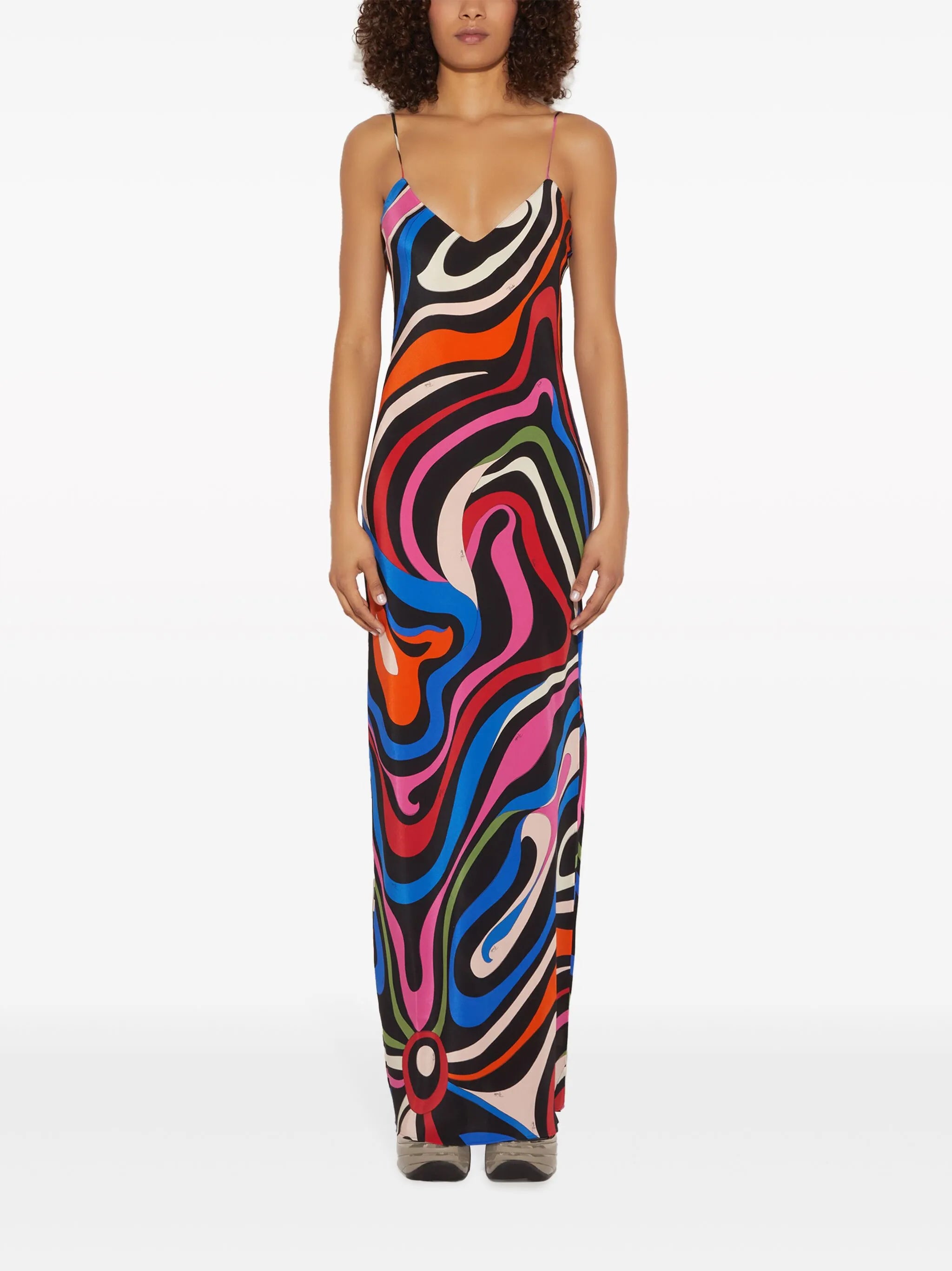 Marmo-print silk dress