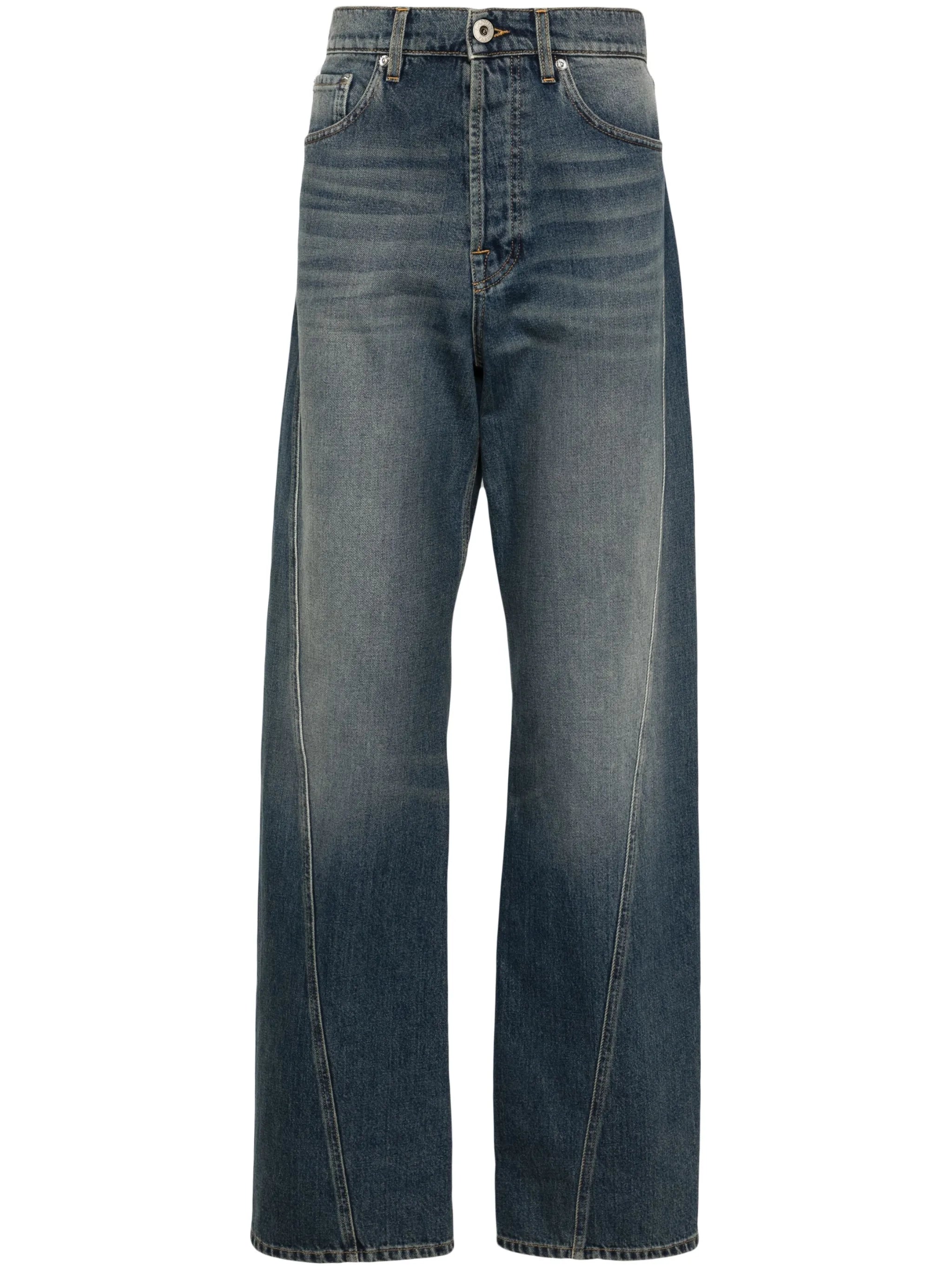 straight-leg twist-detailed cotton jeans