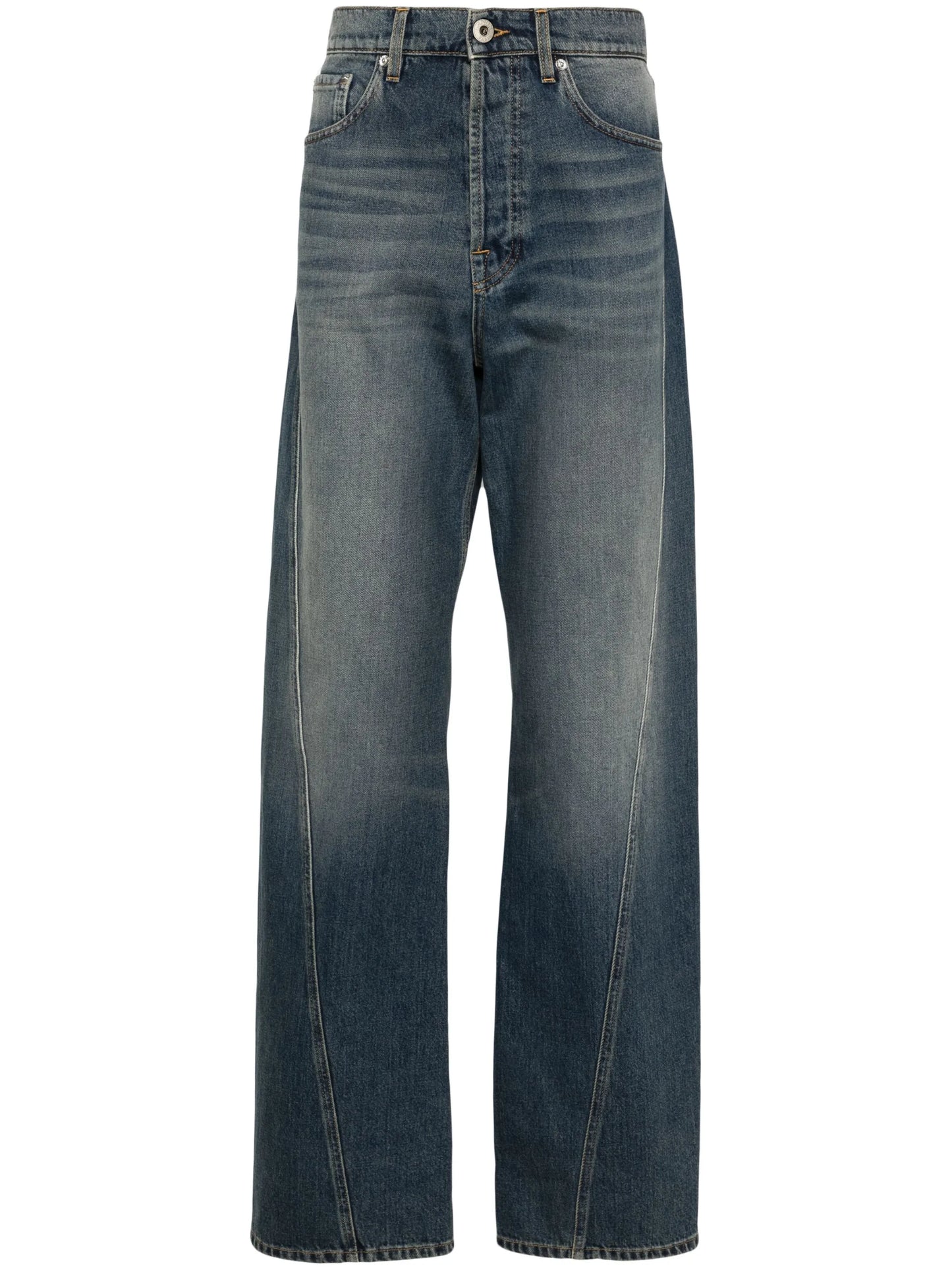 straight-leg twist-detailed cotton jeans