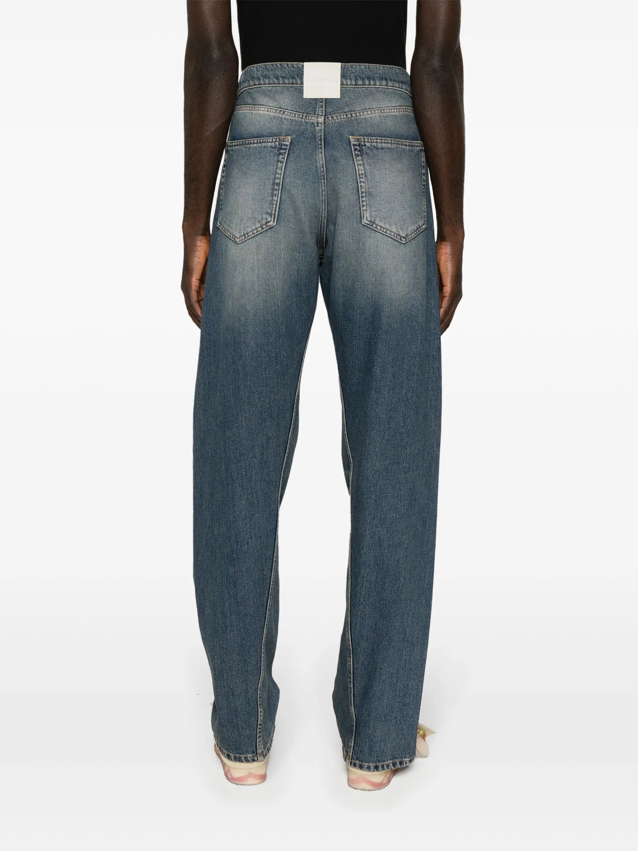 straight-leg twist-detailed cotton jeans