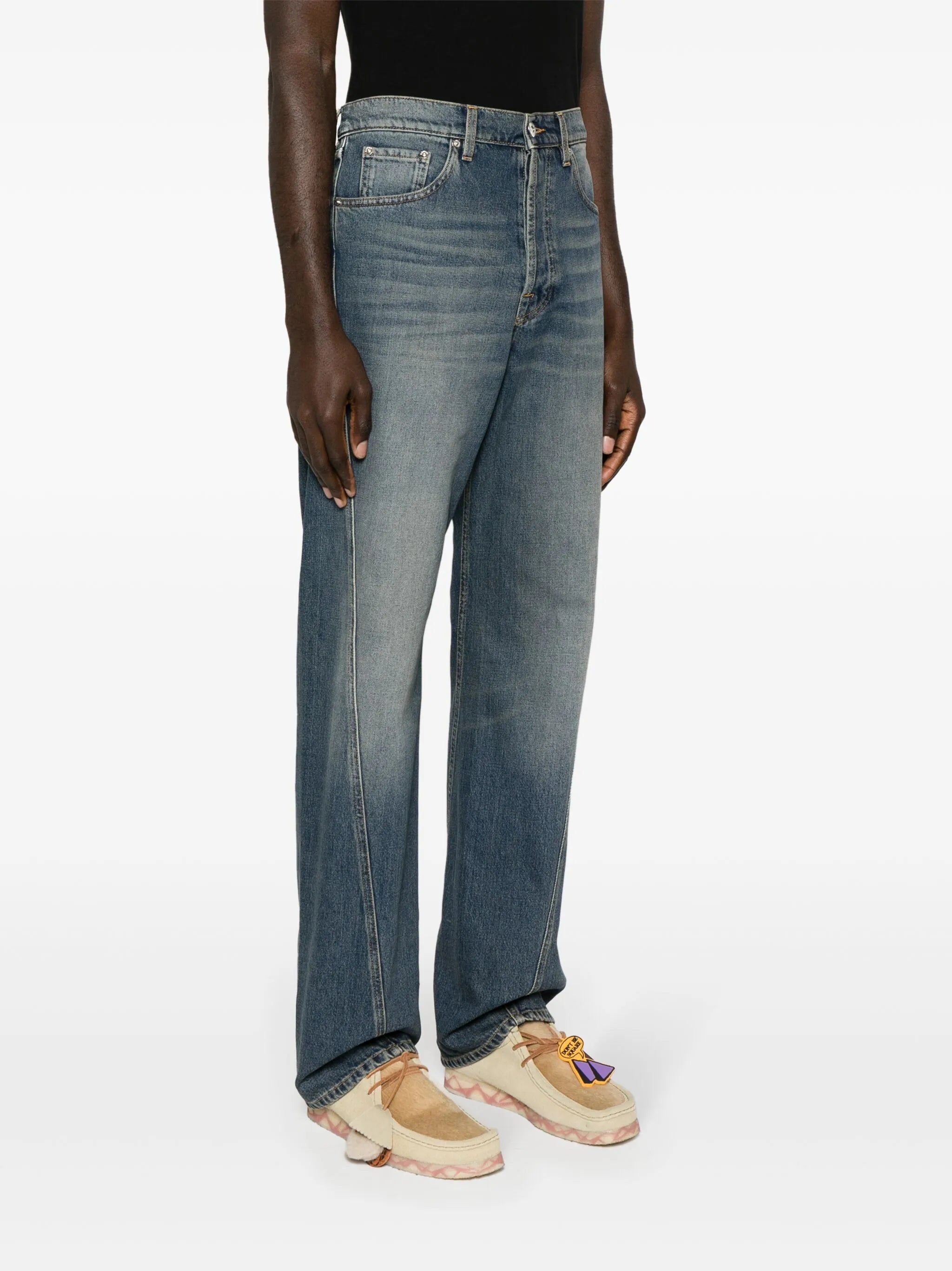 straight-leg twist-detailed cotton jeans