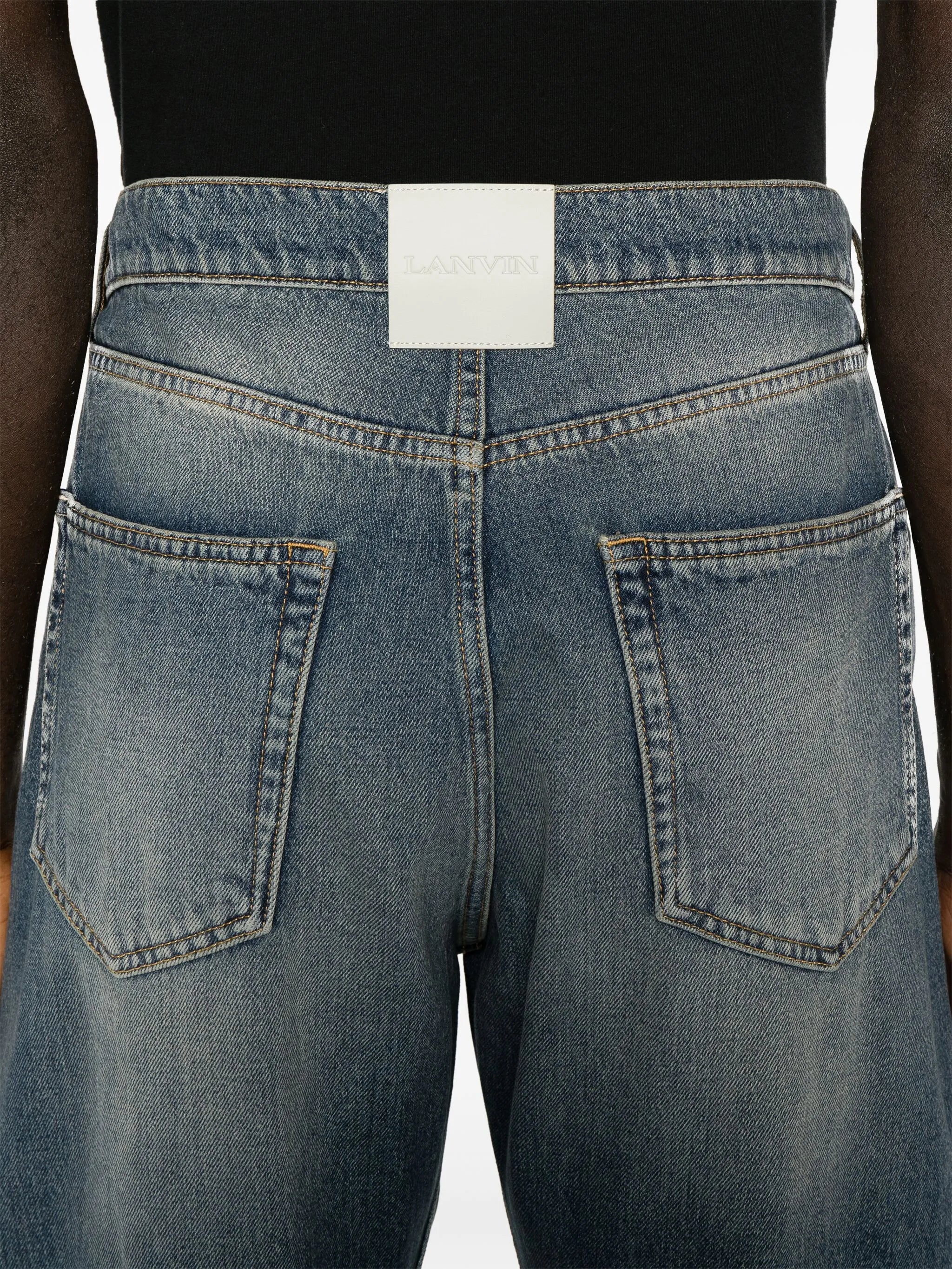 straight-leg twist-detailed cotton jeans