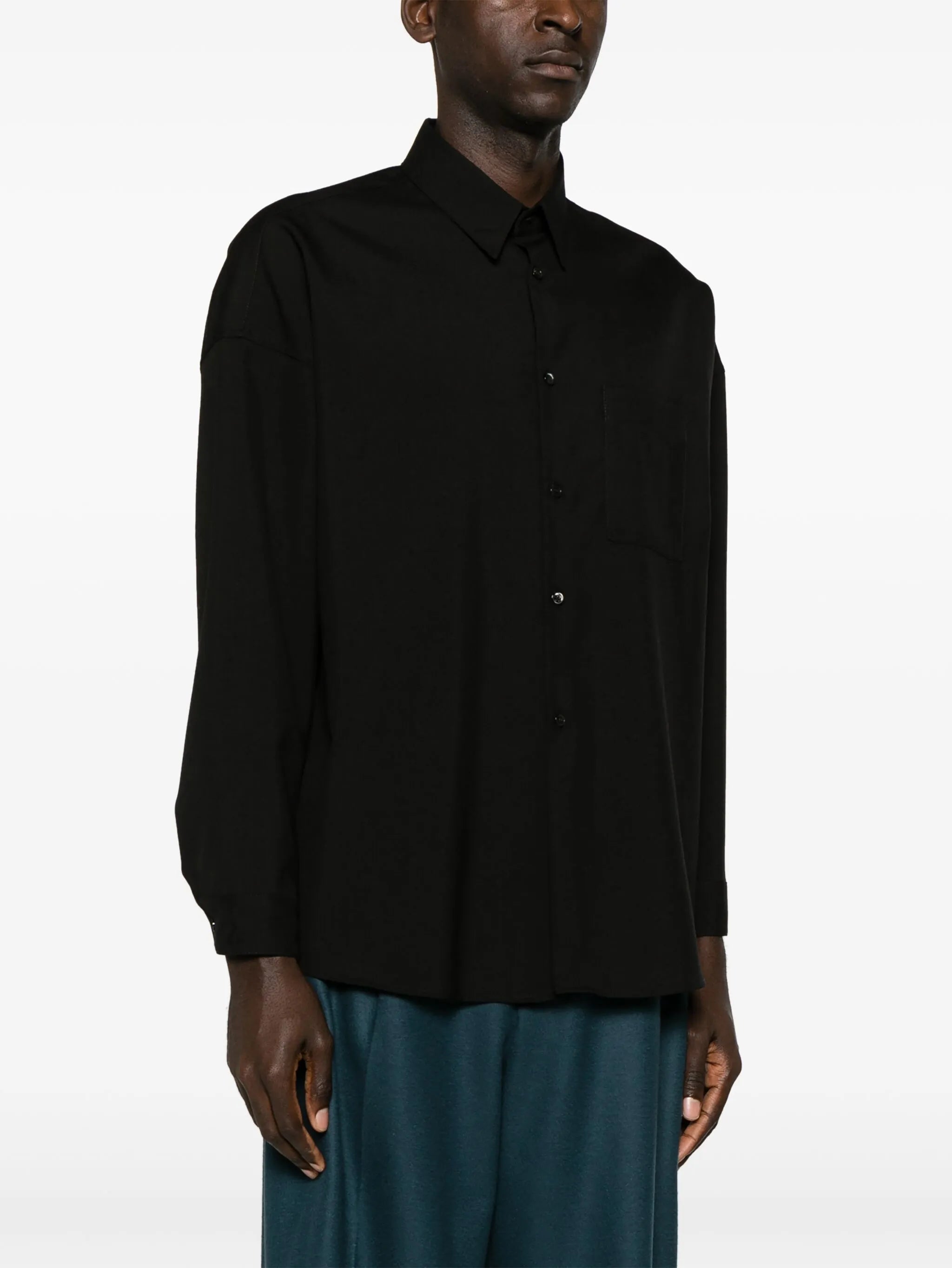 long-sleeve virgin wool shirt