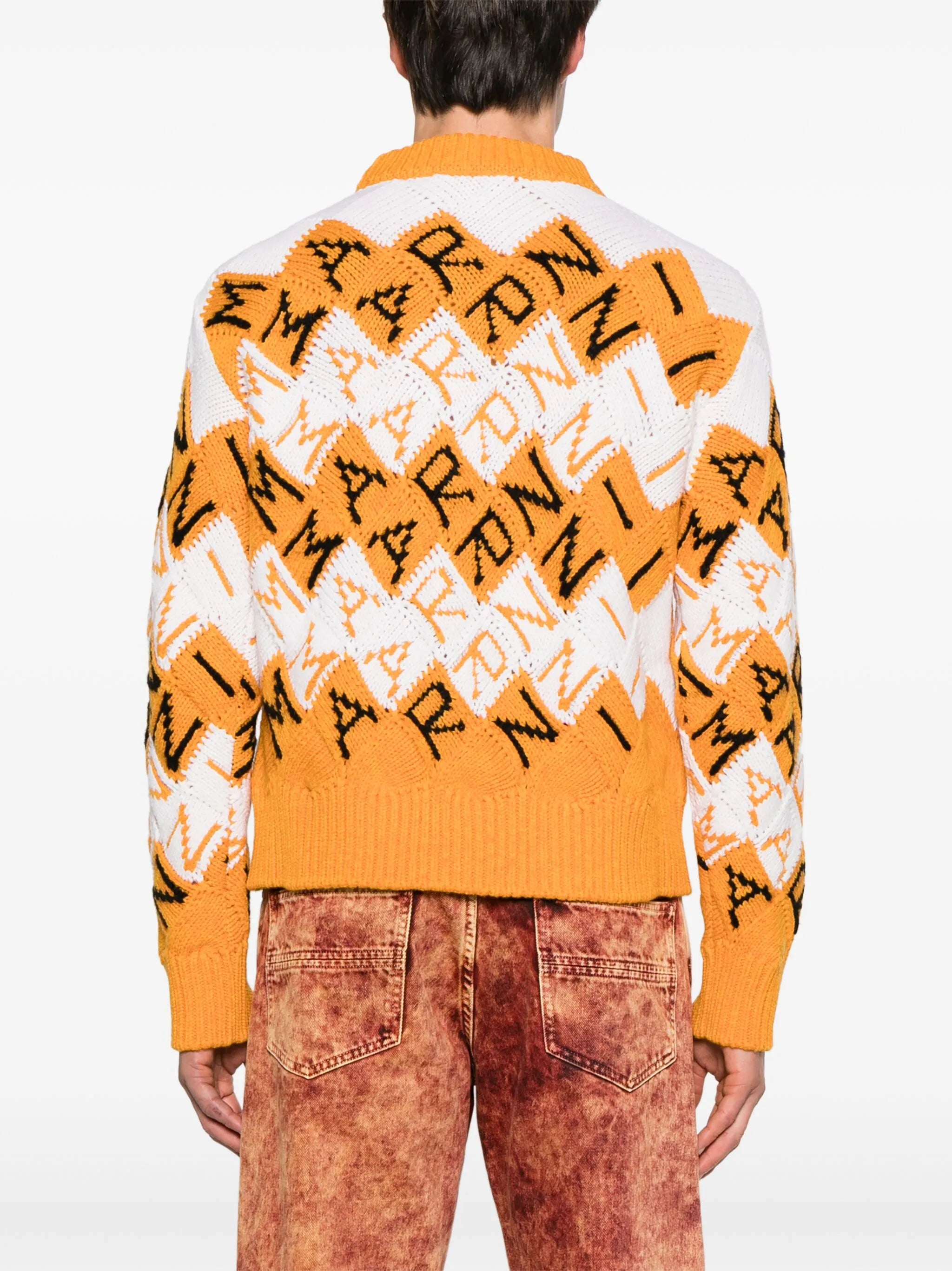 logo-intarsia virgin wool jumper