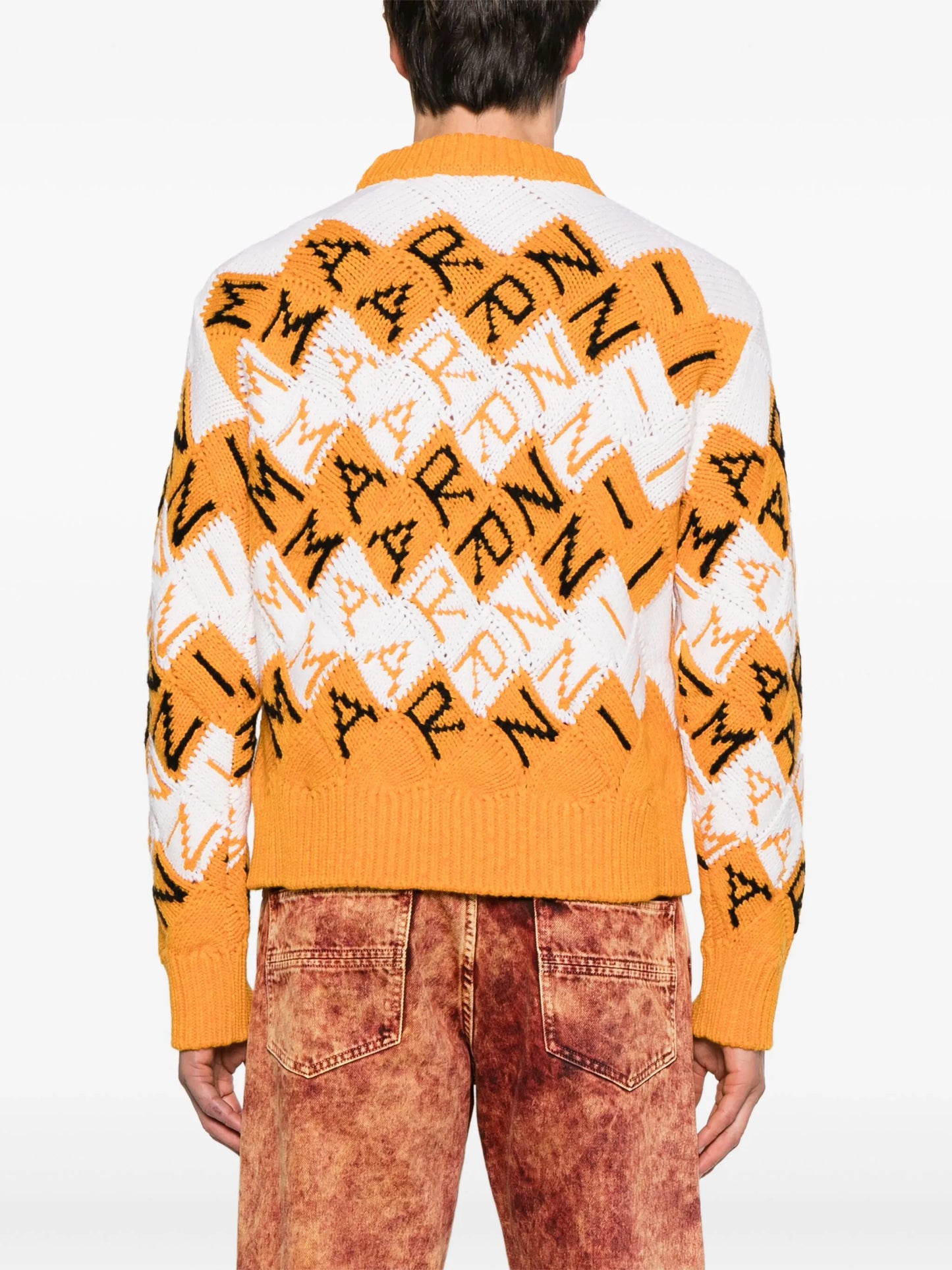 logo-intarsia virgin wool jumper