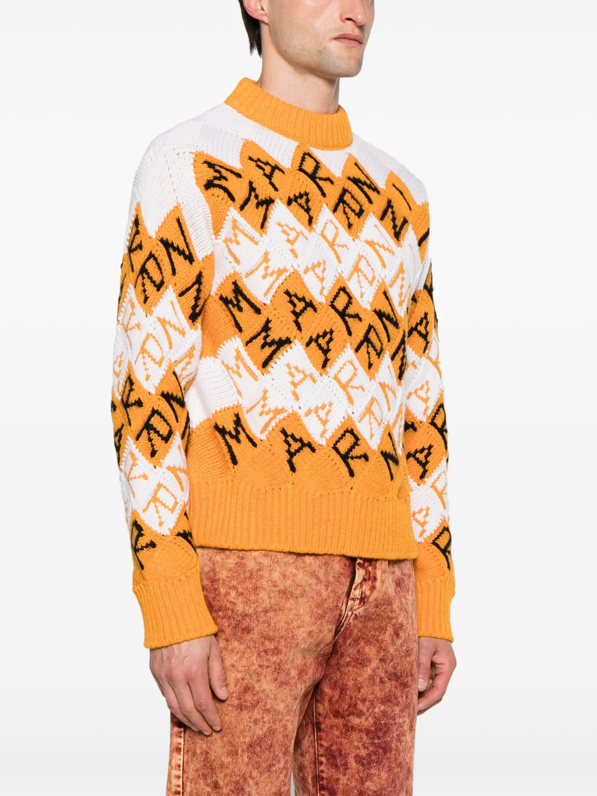 logo-intarsia virgin wool jumper