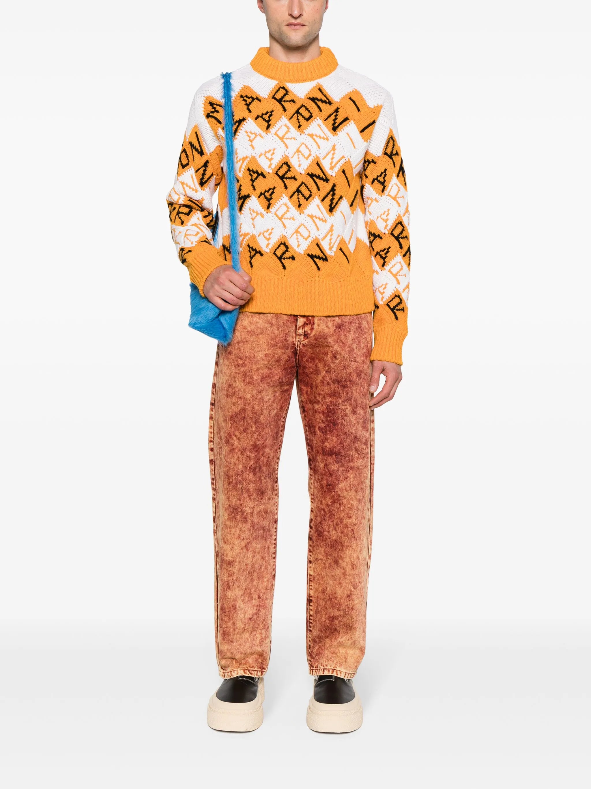 logo-intarsia virgin wool jumper