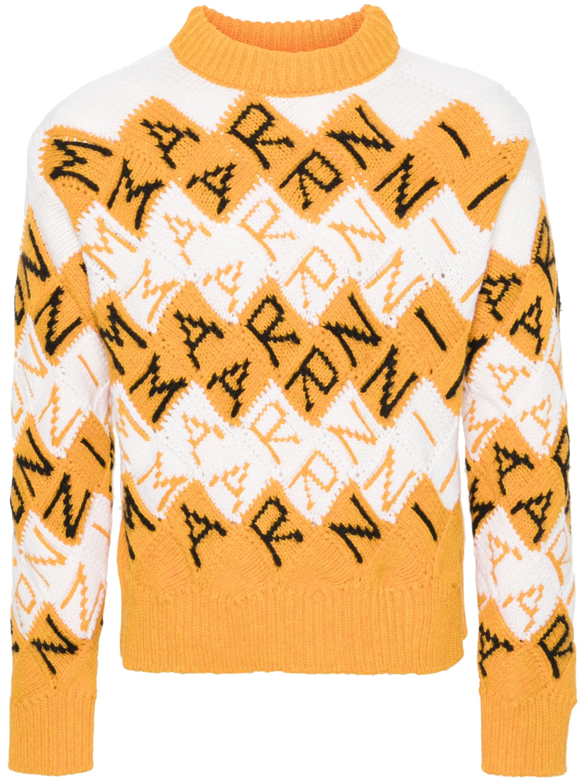 logo-intarsia virgin wool jumper