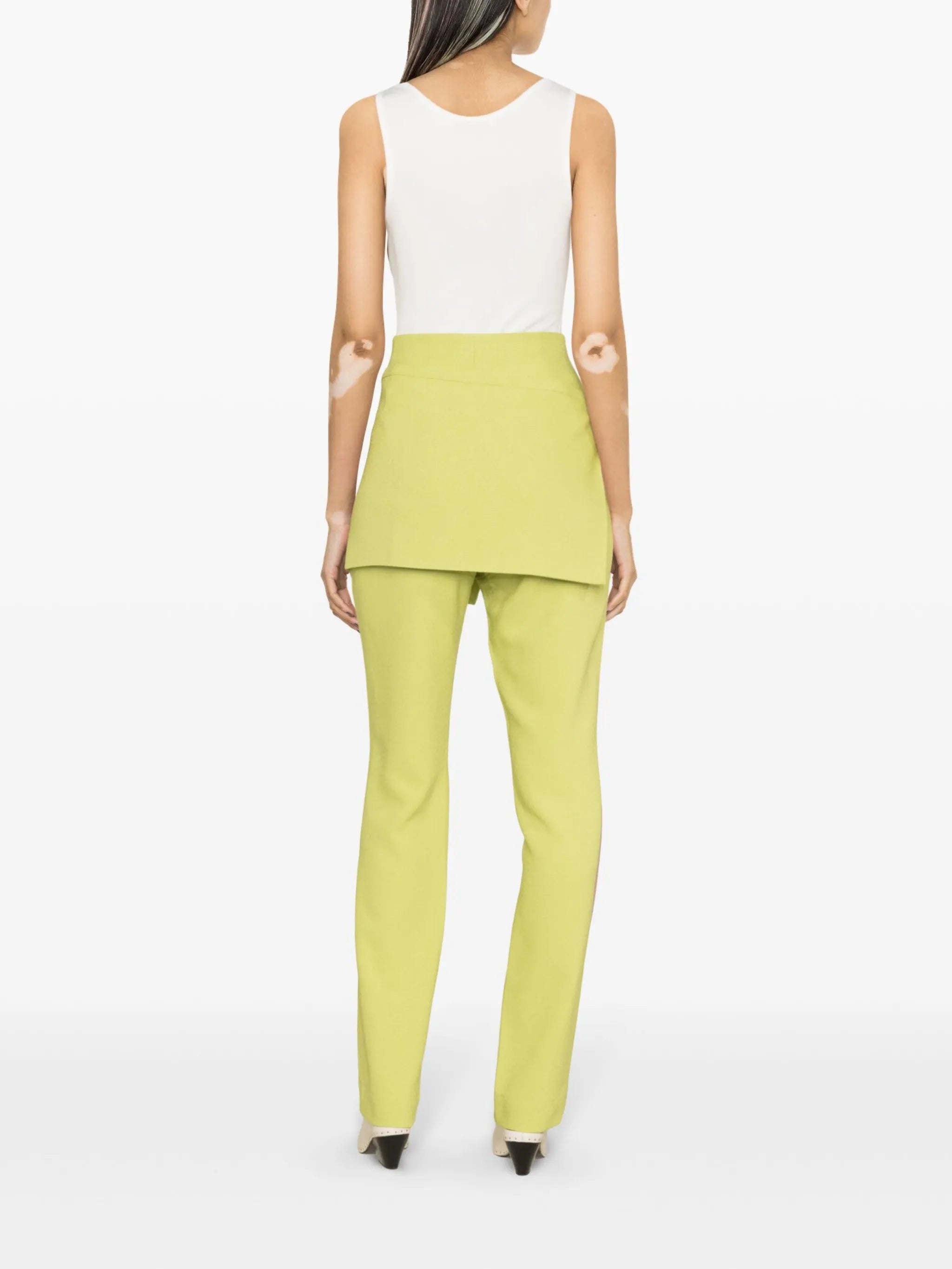 detachable-apron bootcut trousers