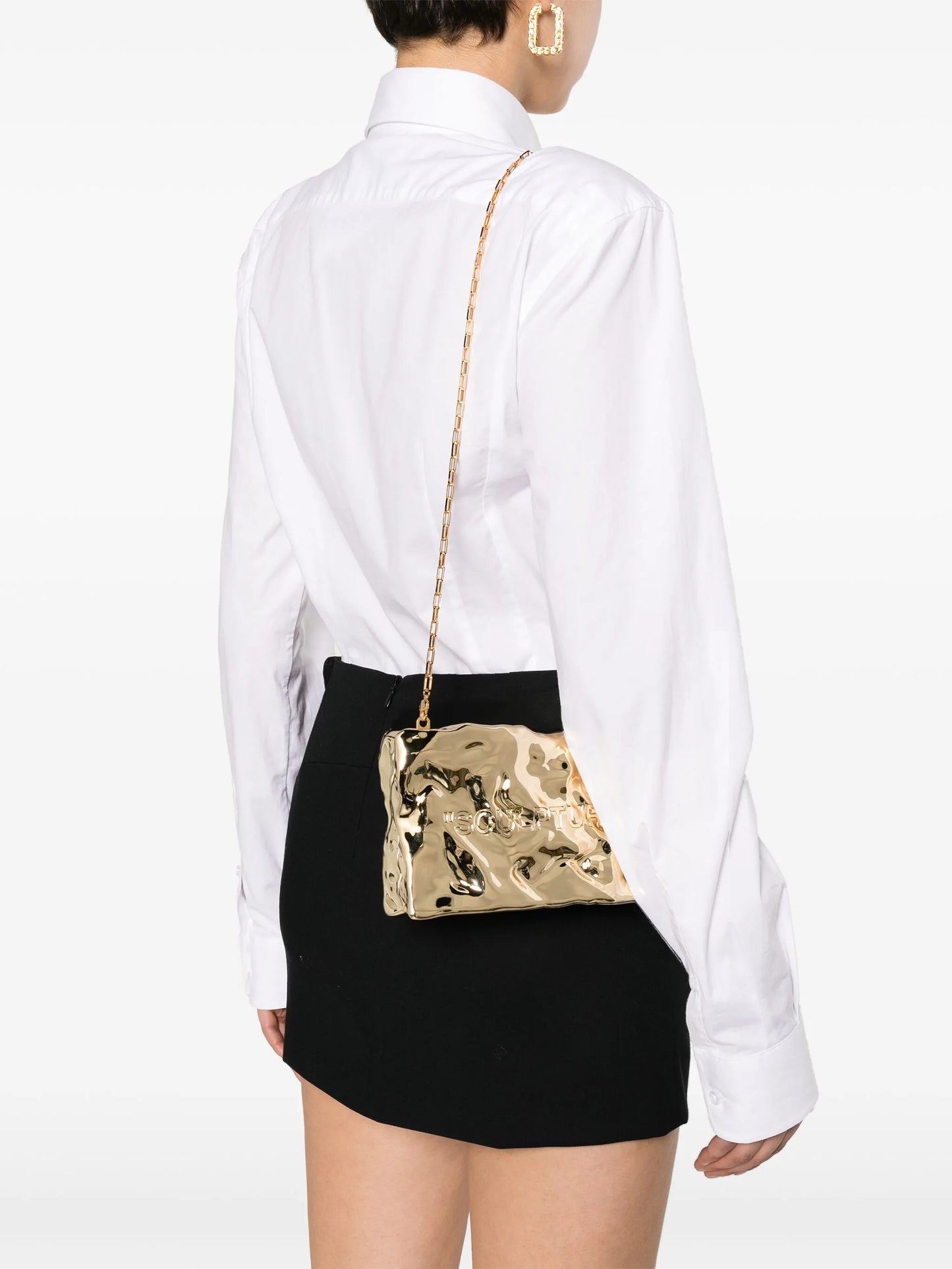 Crushed mirrored clutch bag