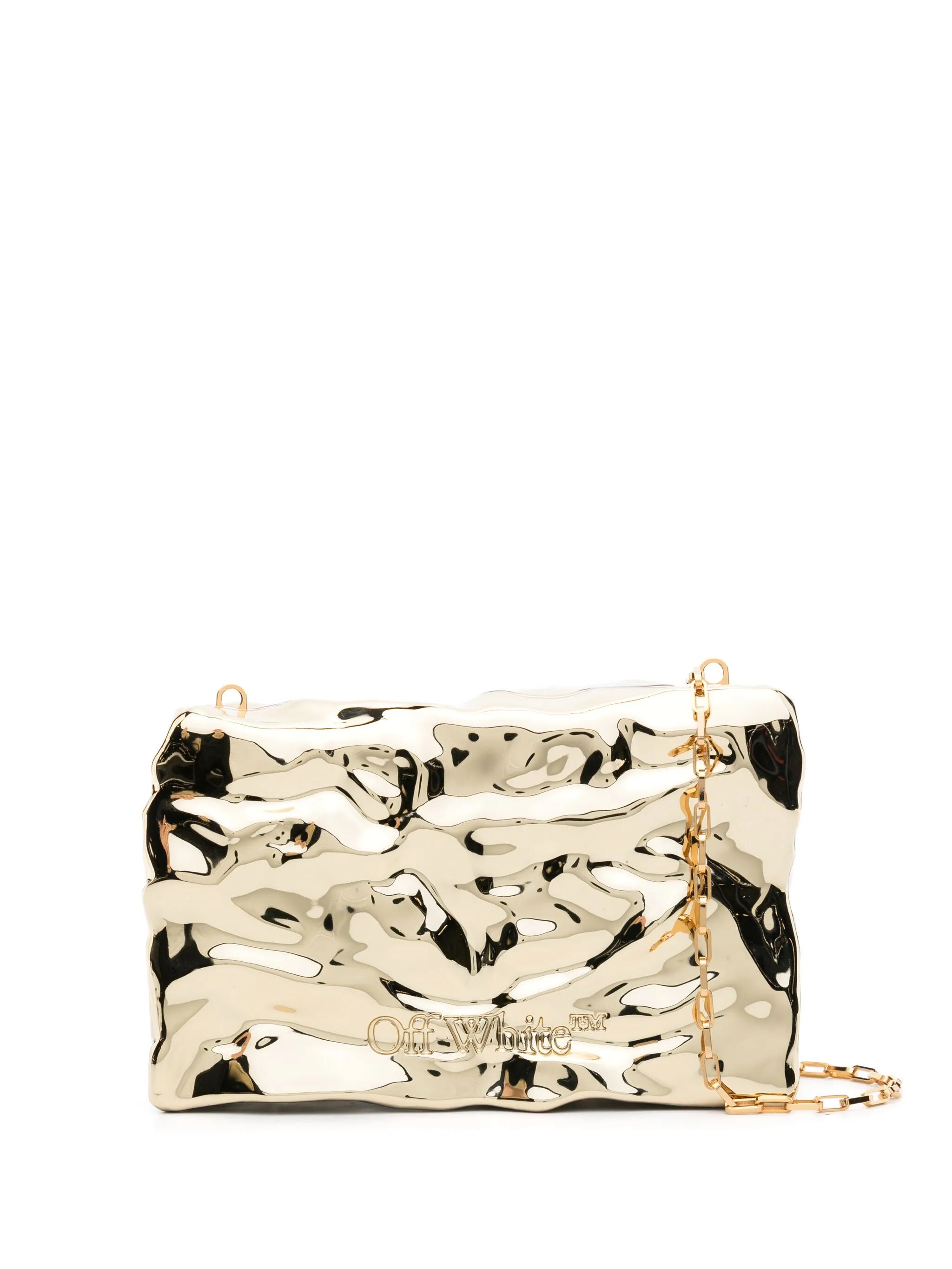 Crushed mirrored clutch bag