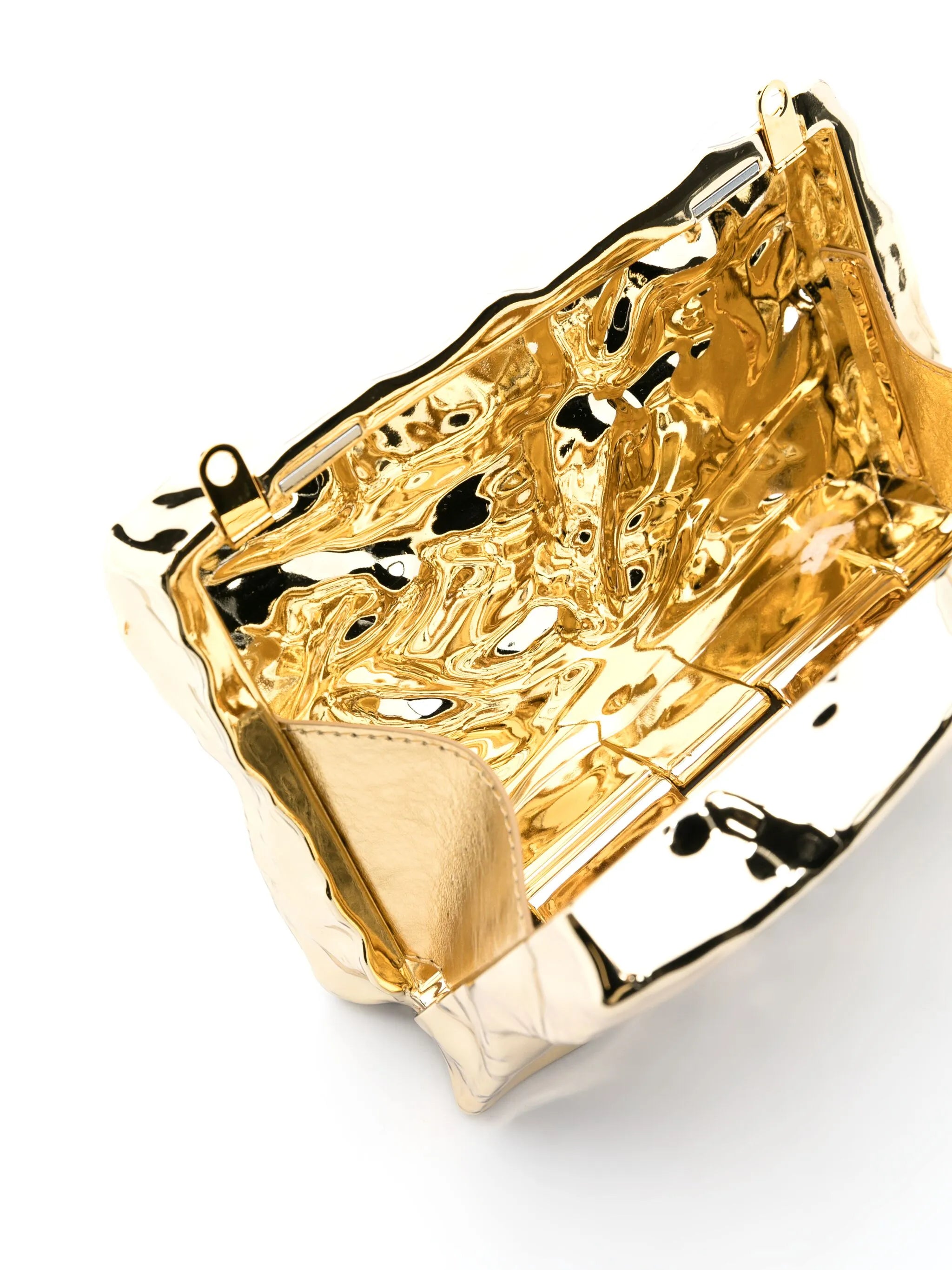 Crushed mirrored clutch bag