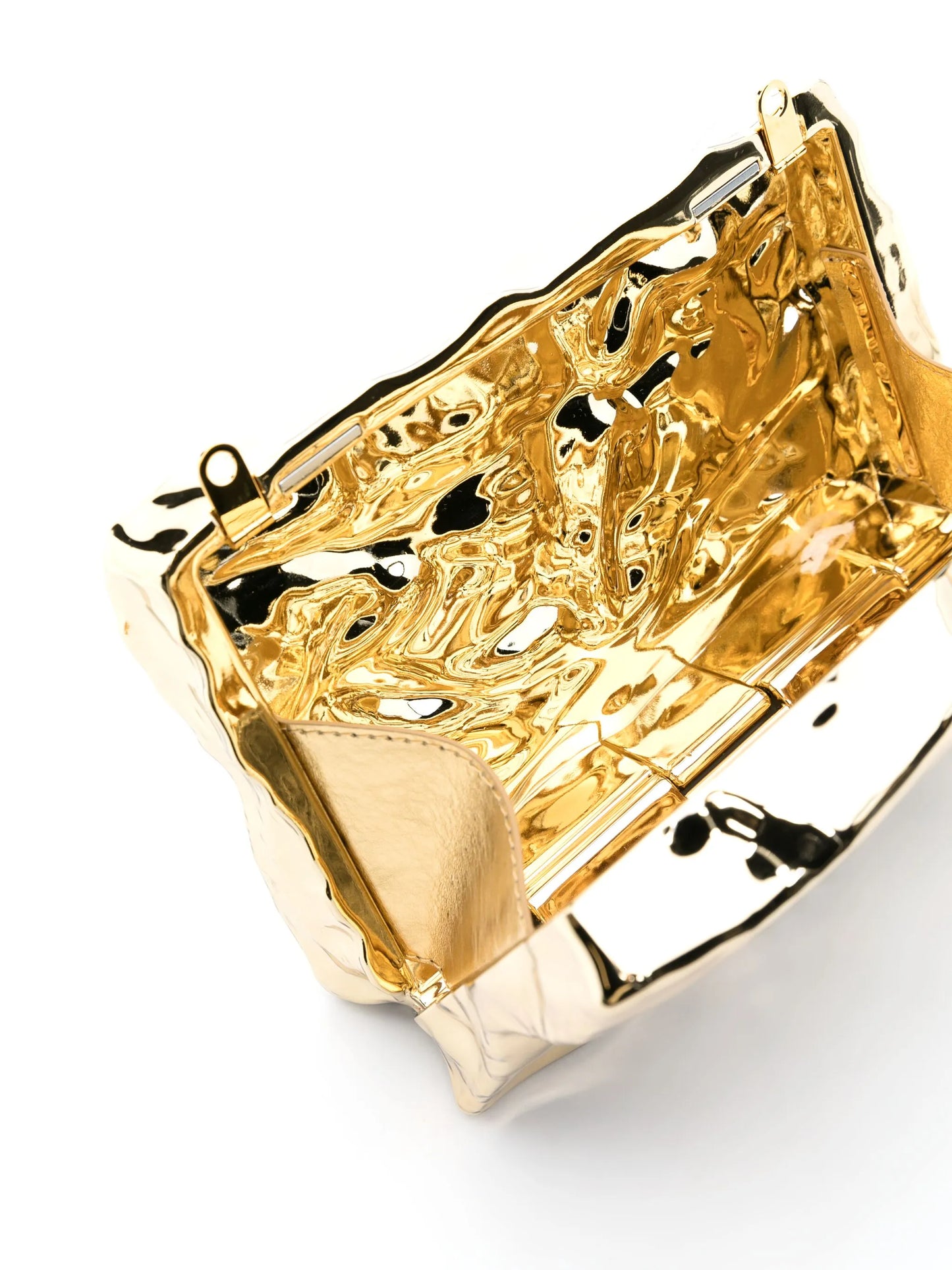Crushed mirrored clutch bag