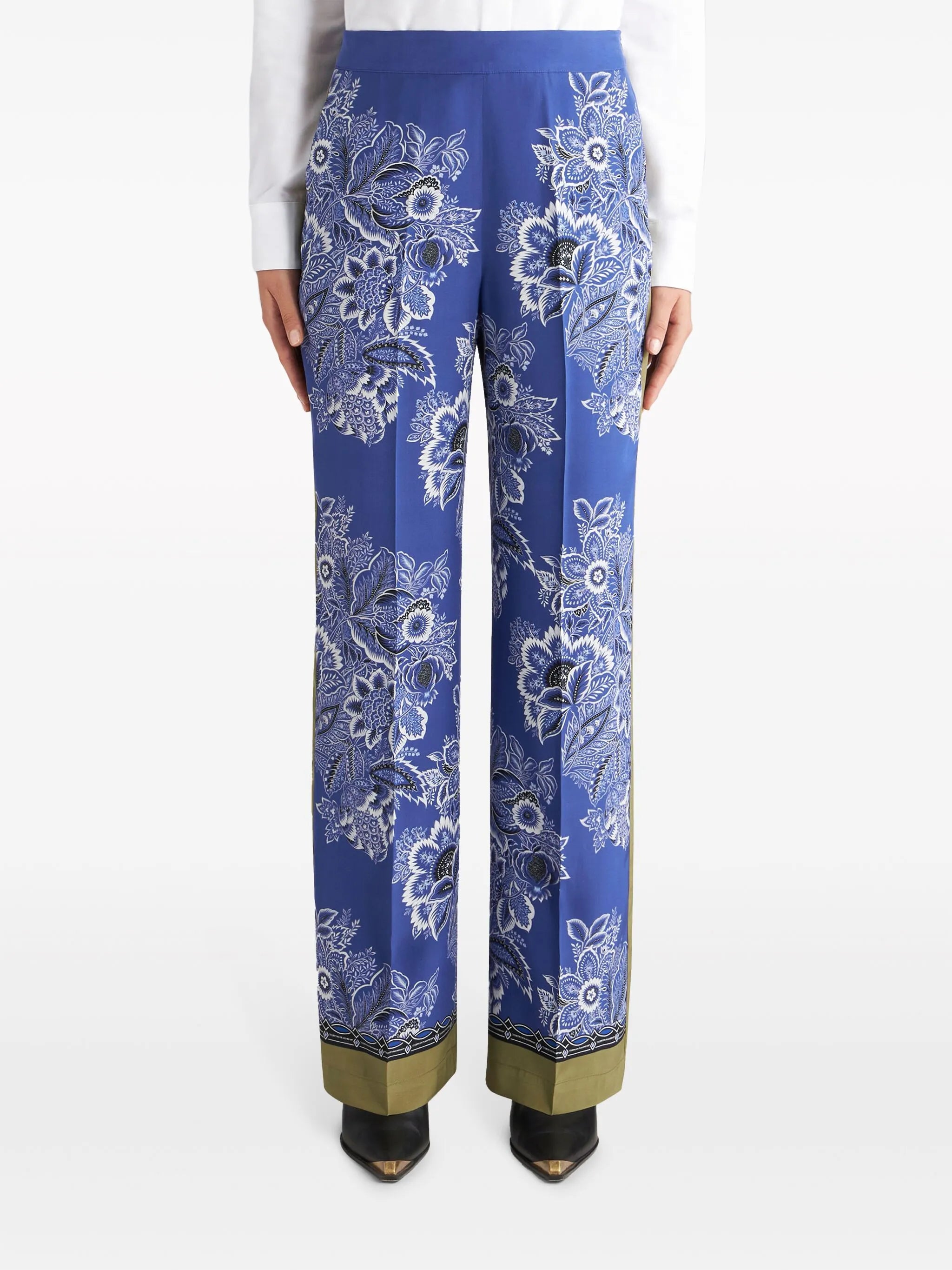 bandana-print straight-leg silk trousers