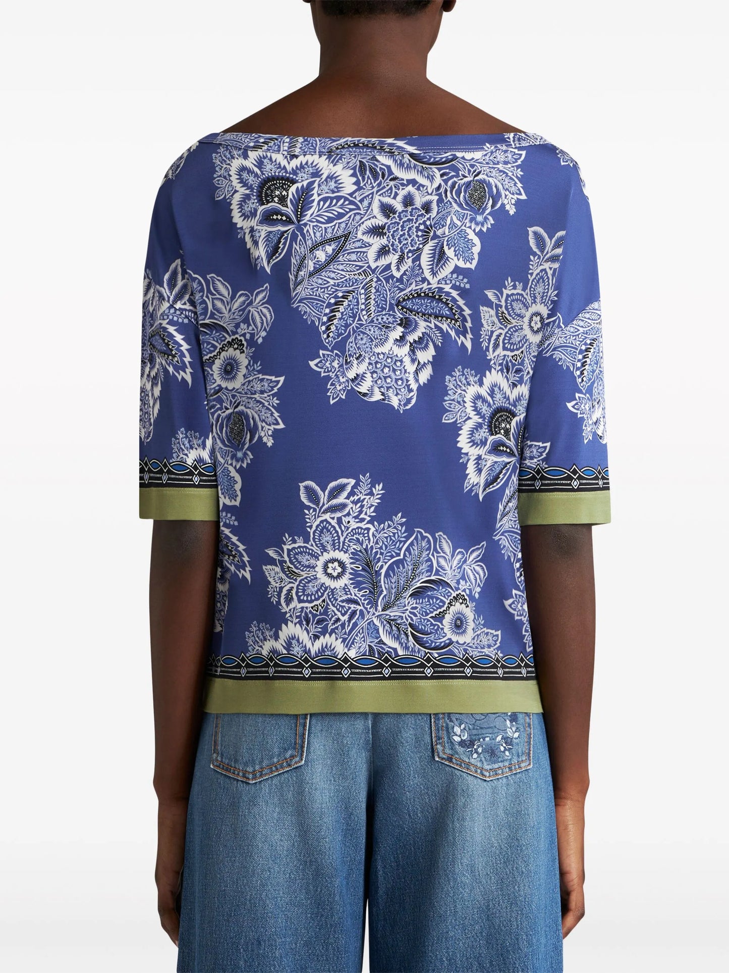 floral-print contrasting-trim blouse
