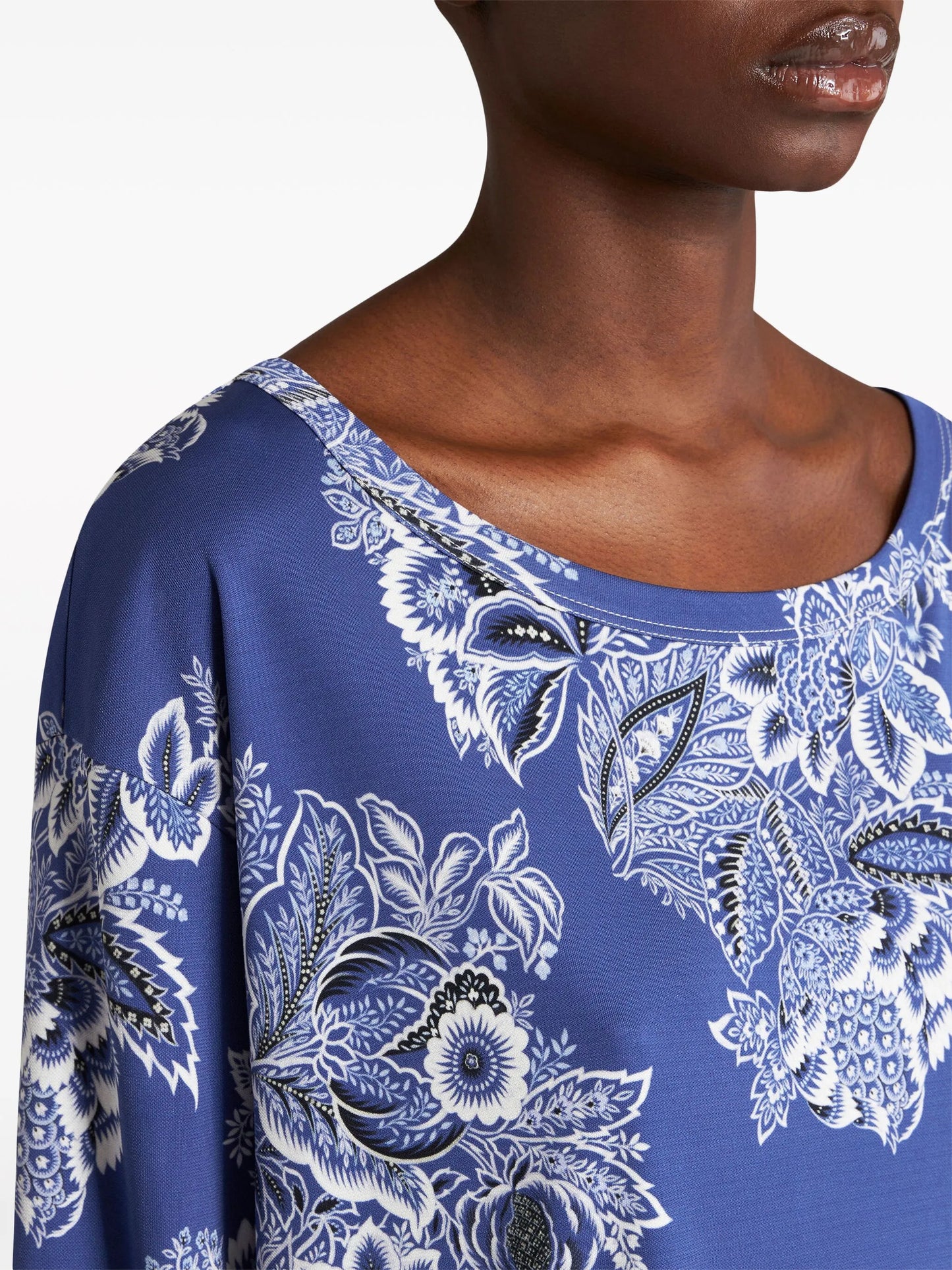 floral-print contrasting-trim blouse
