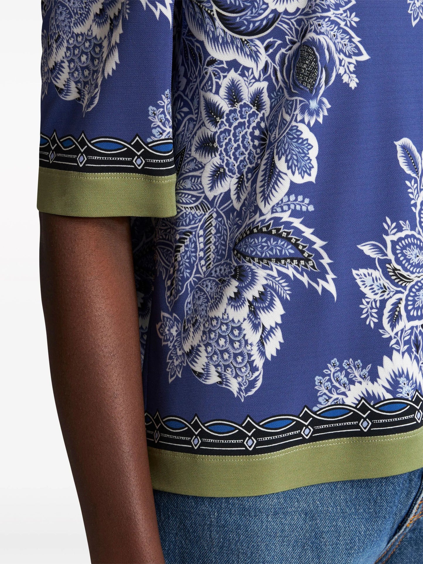 floral-print contrasting-trim blouse