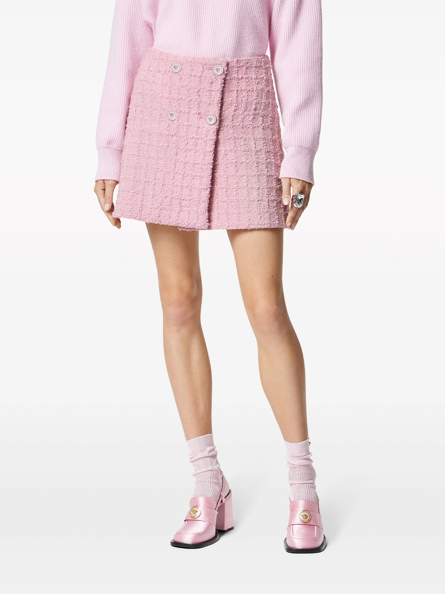 tweed high-waist skirt