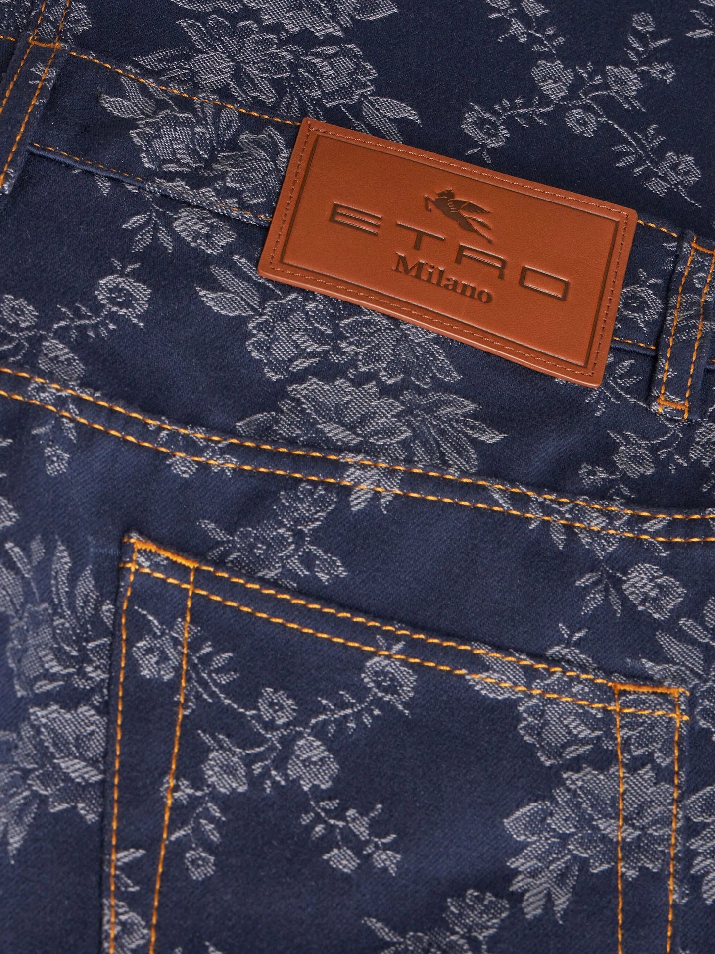 floral-jacquard straight-leg jeans