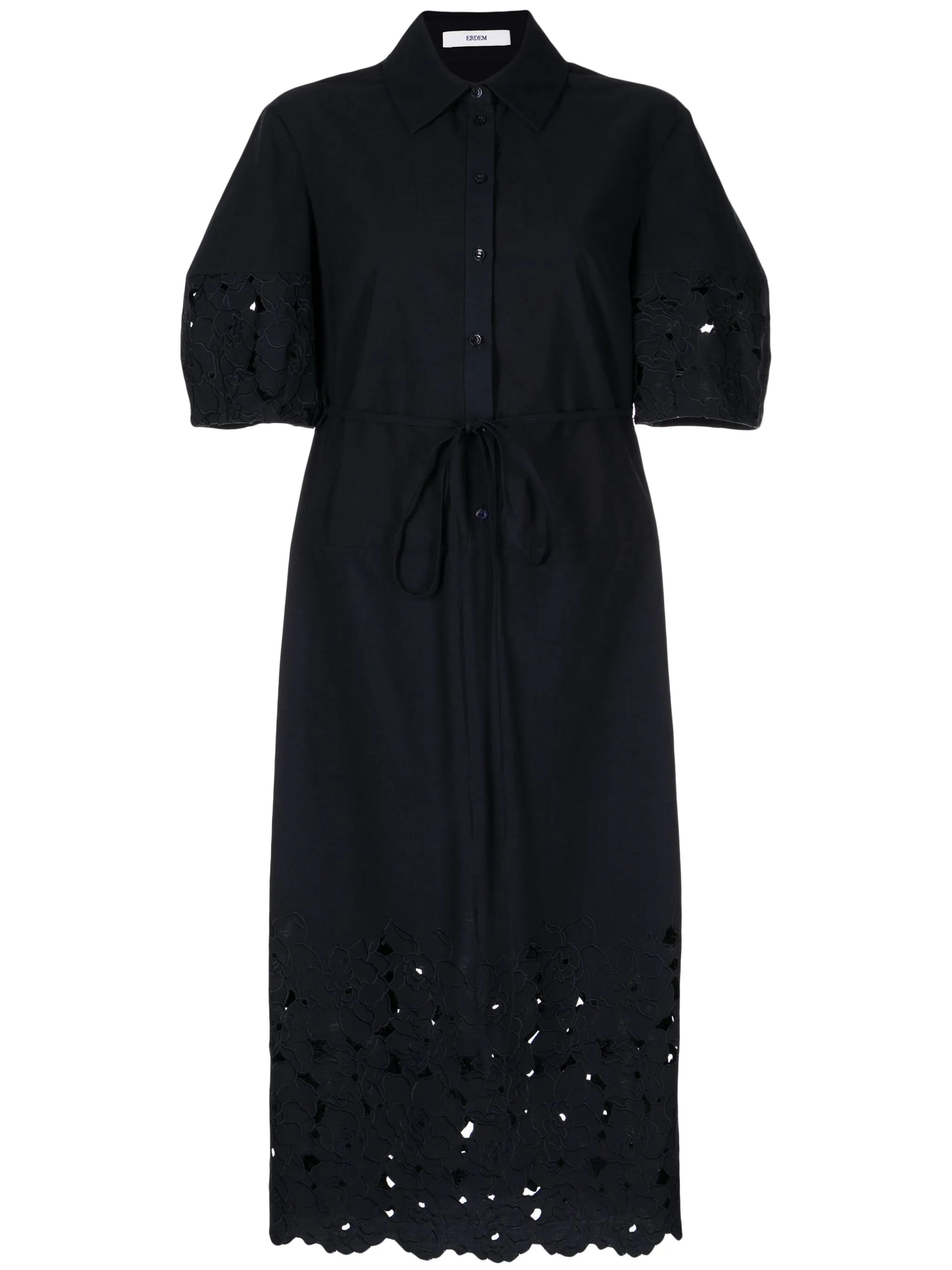 floral-embroidered shirtdress