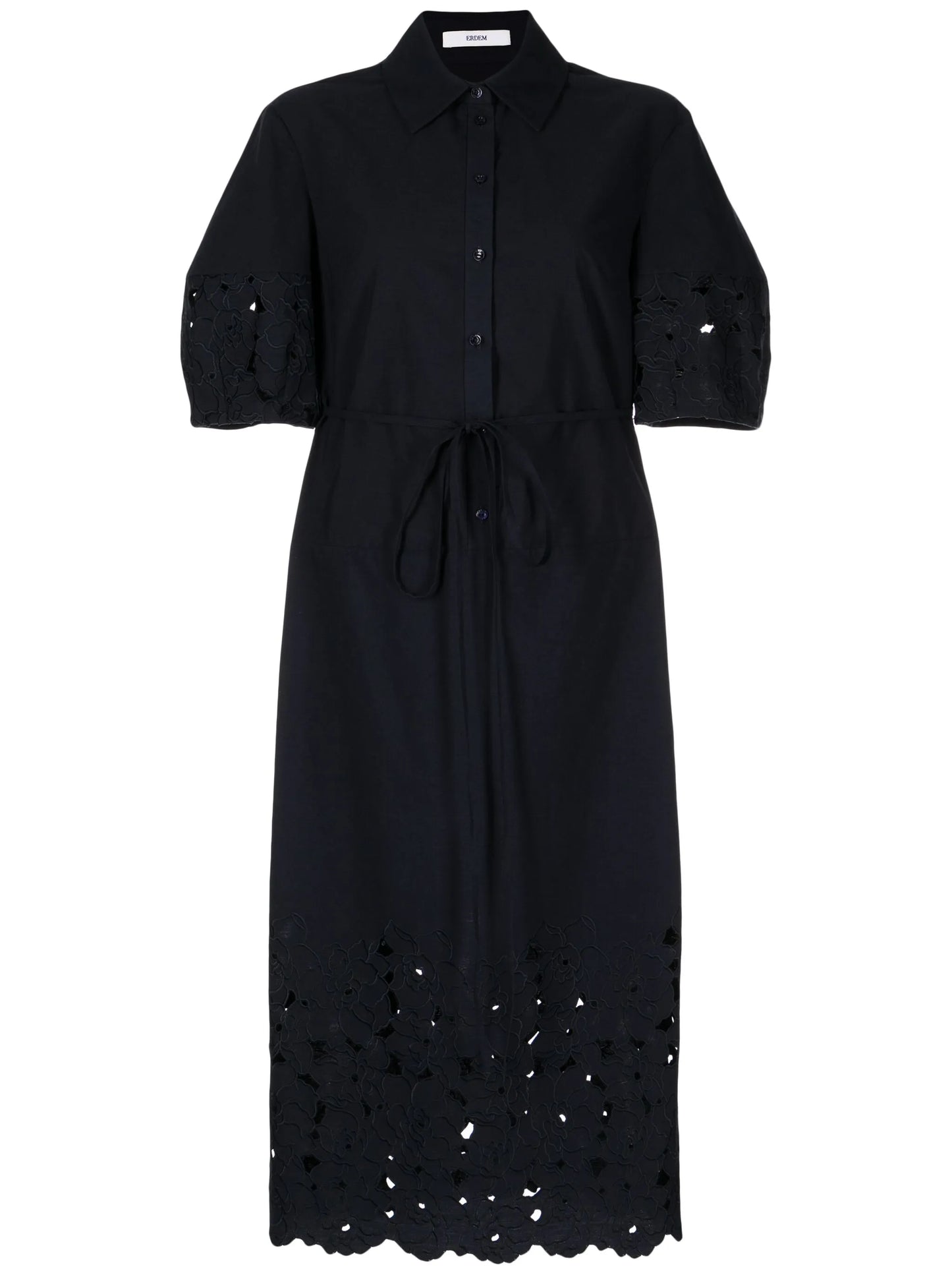 floral-embroidered shirtdress