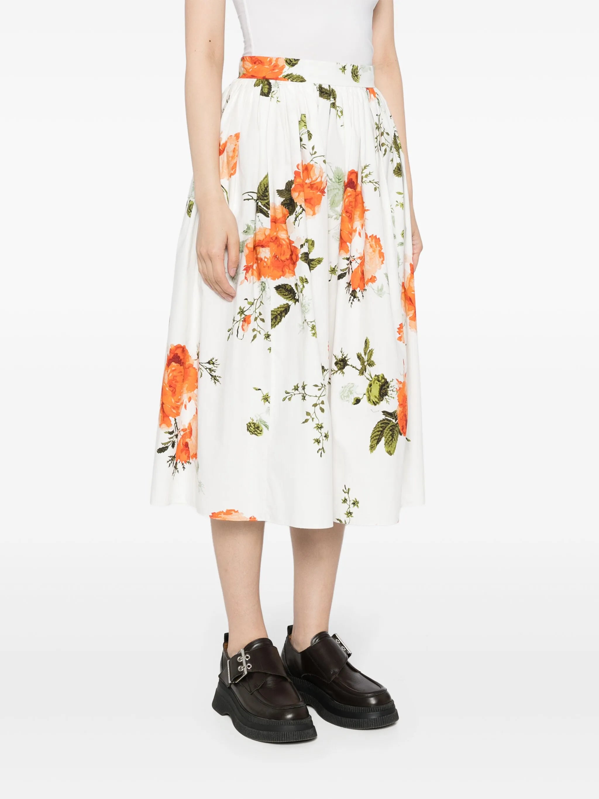 floral-print poplin skirt