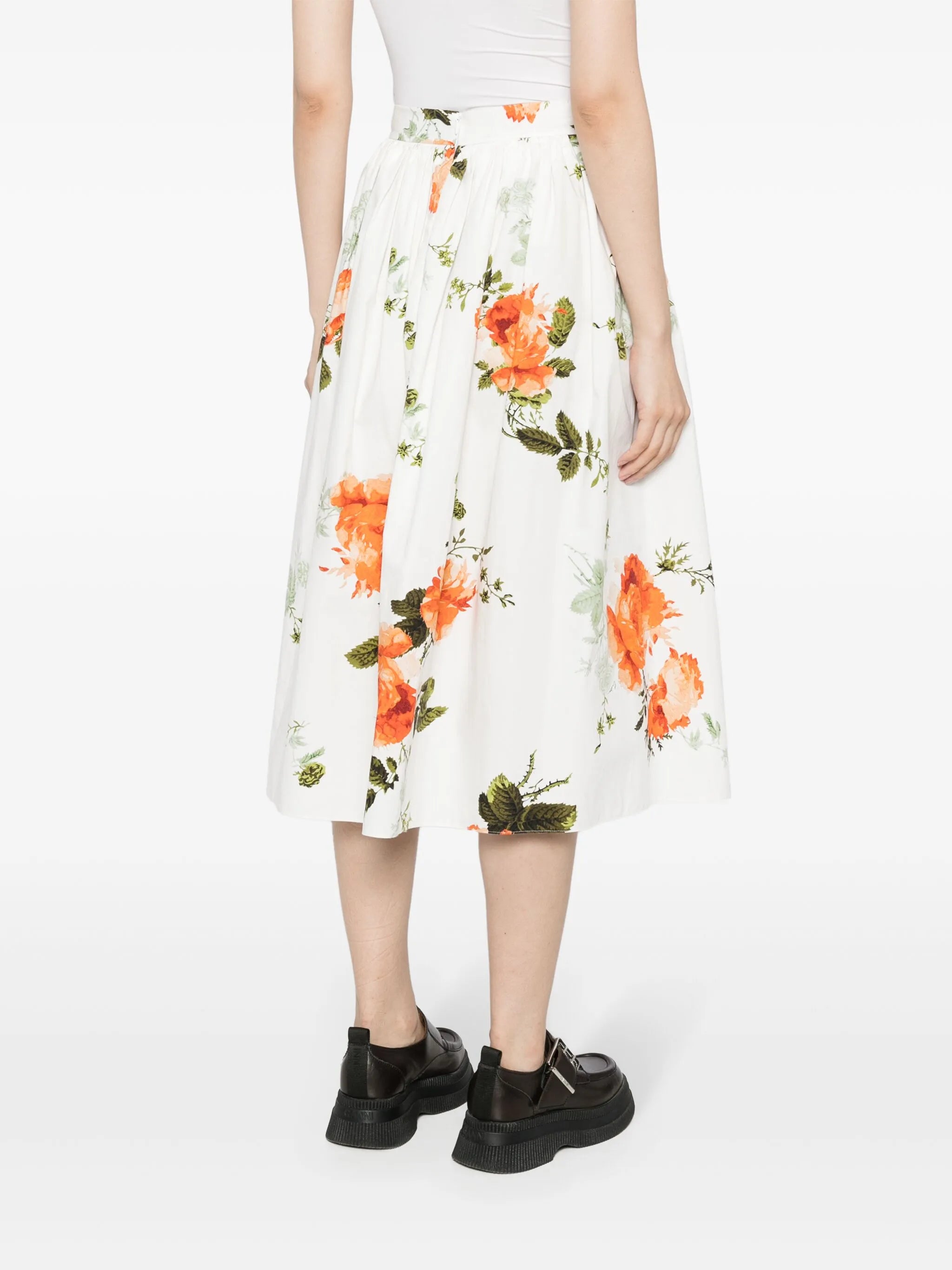 floral-print poplin skirt