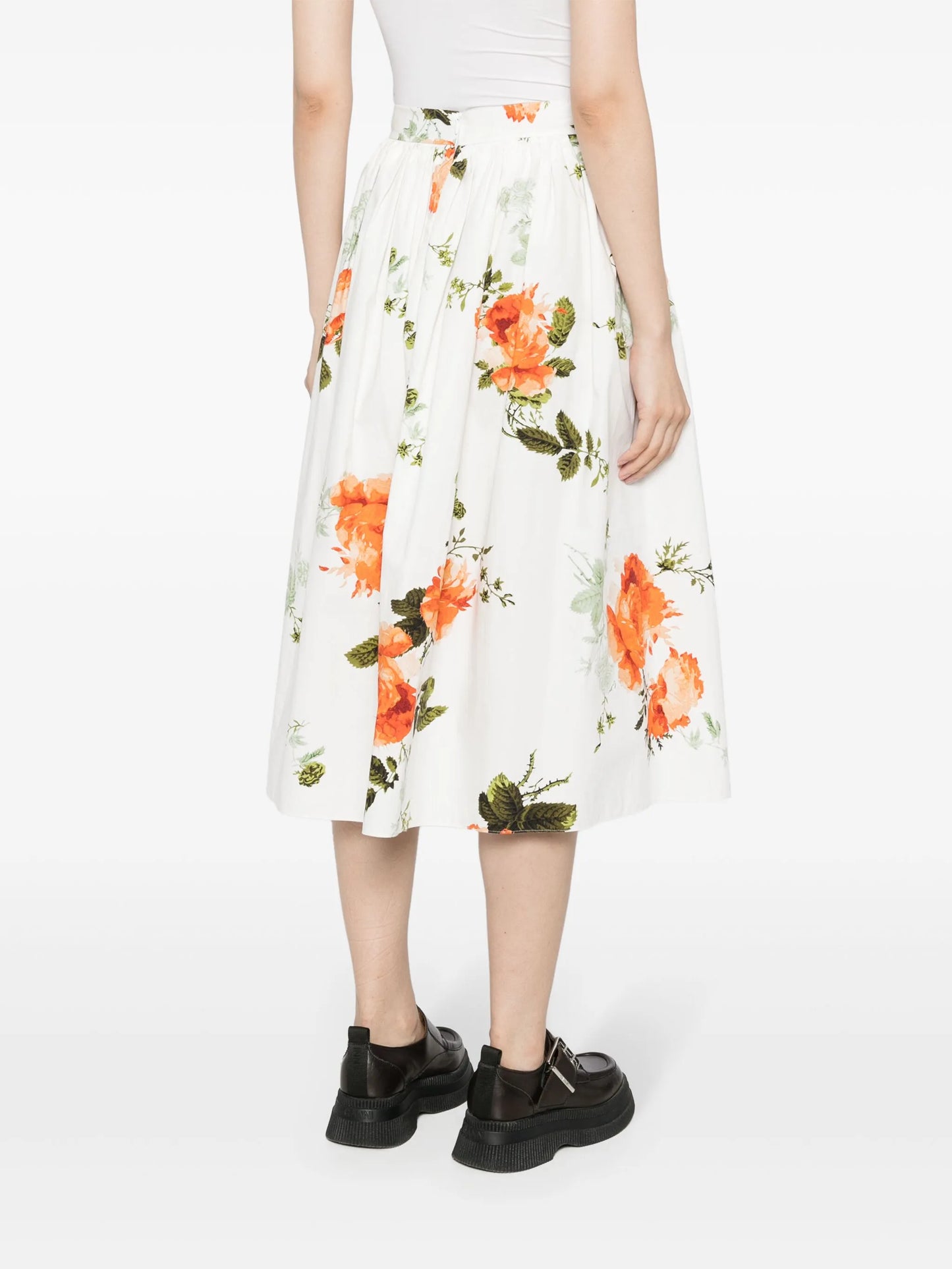 floral-print poplin skirt