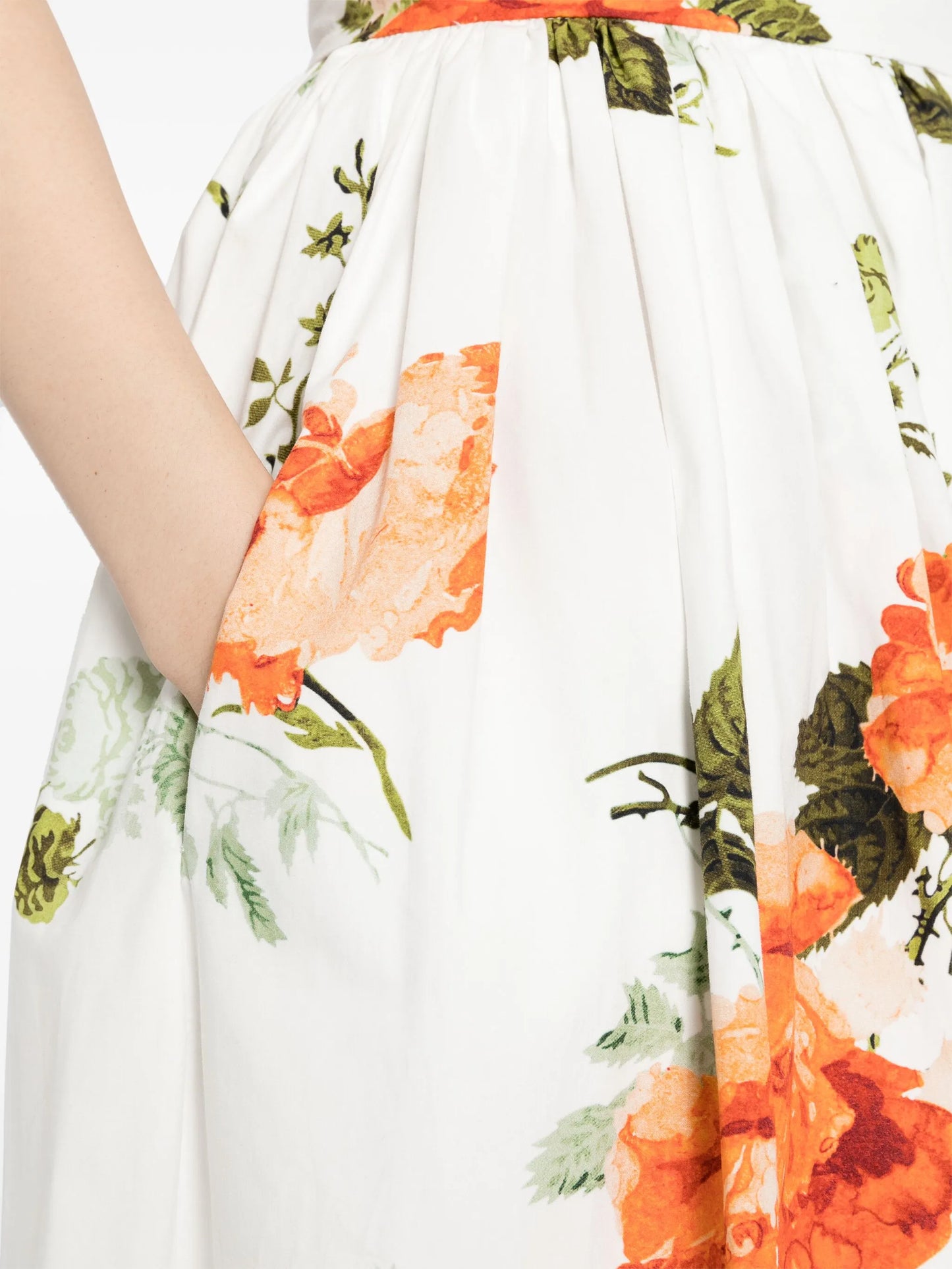 floral-print poplin skirt
