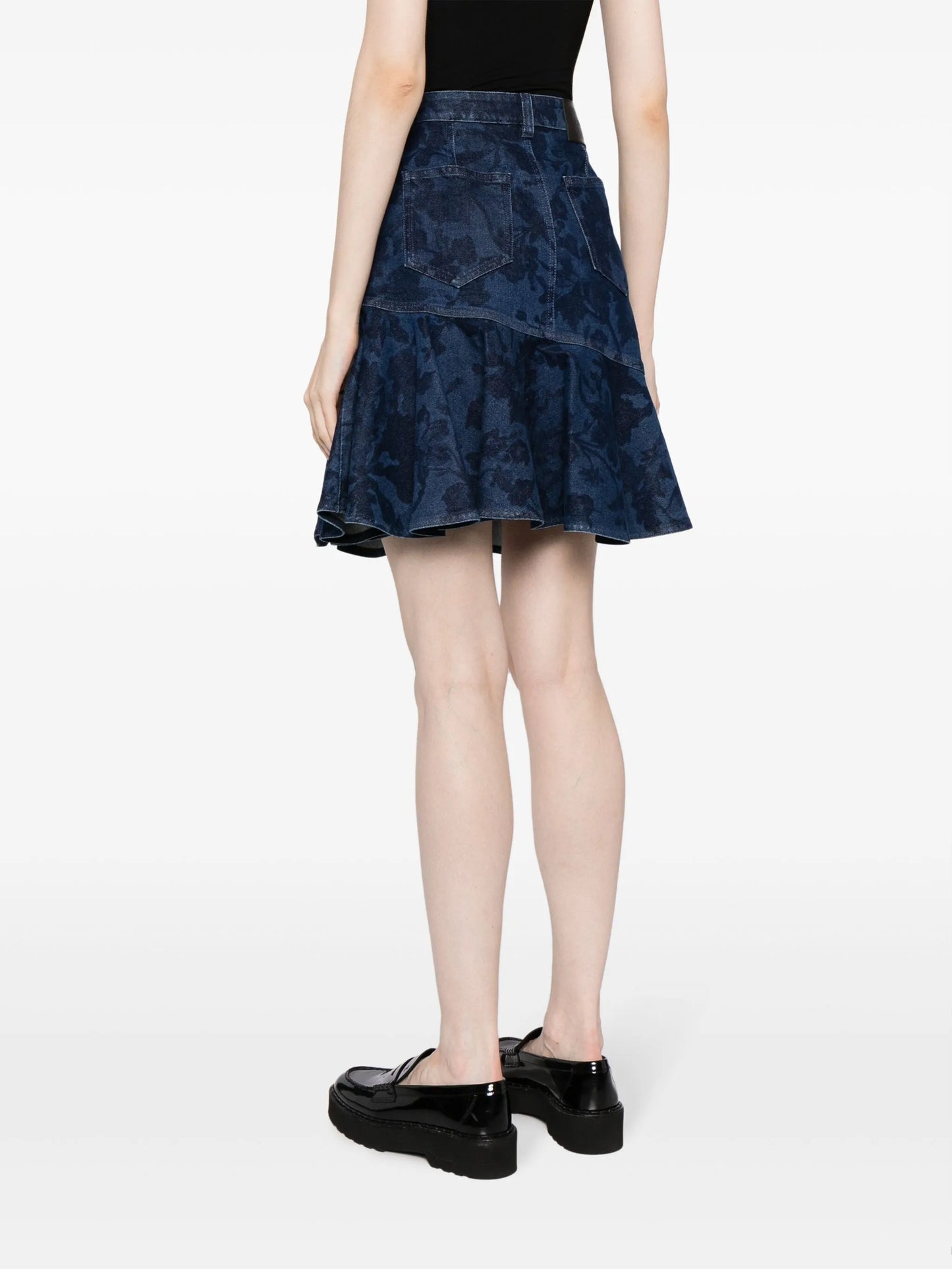 asymmetric denim miniskirt