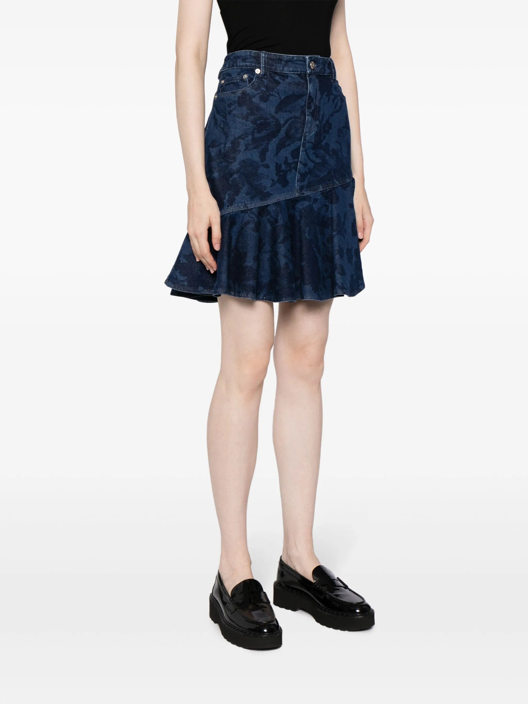 asymmetric denim miniskirt