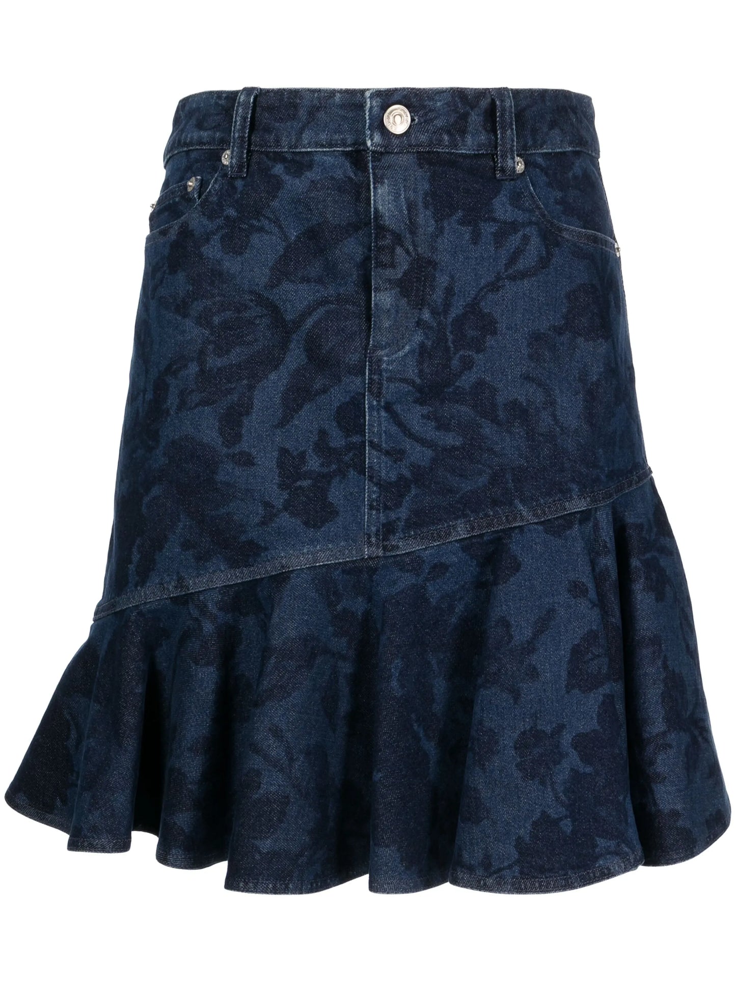 asymmetric denim miniskirt