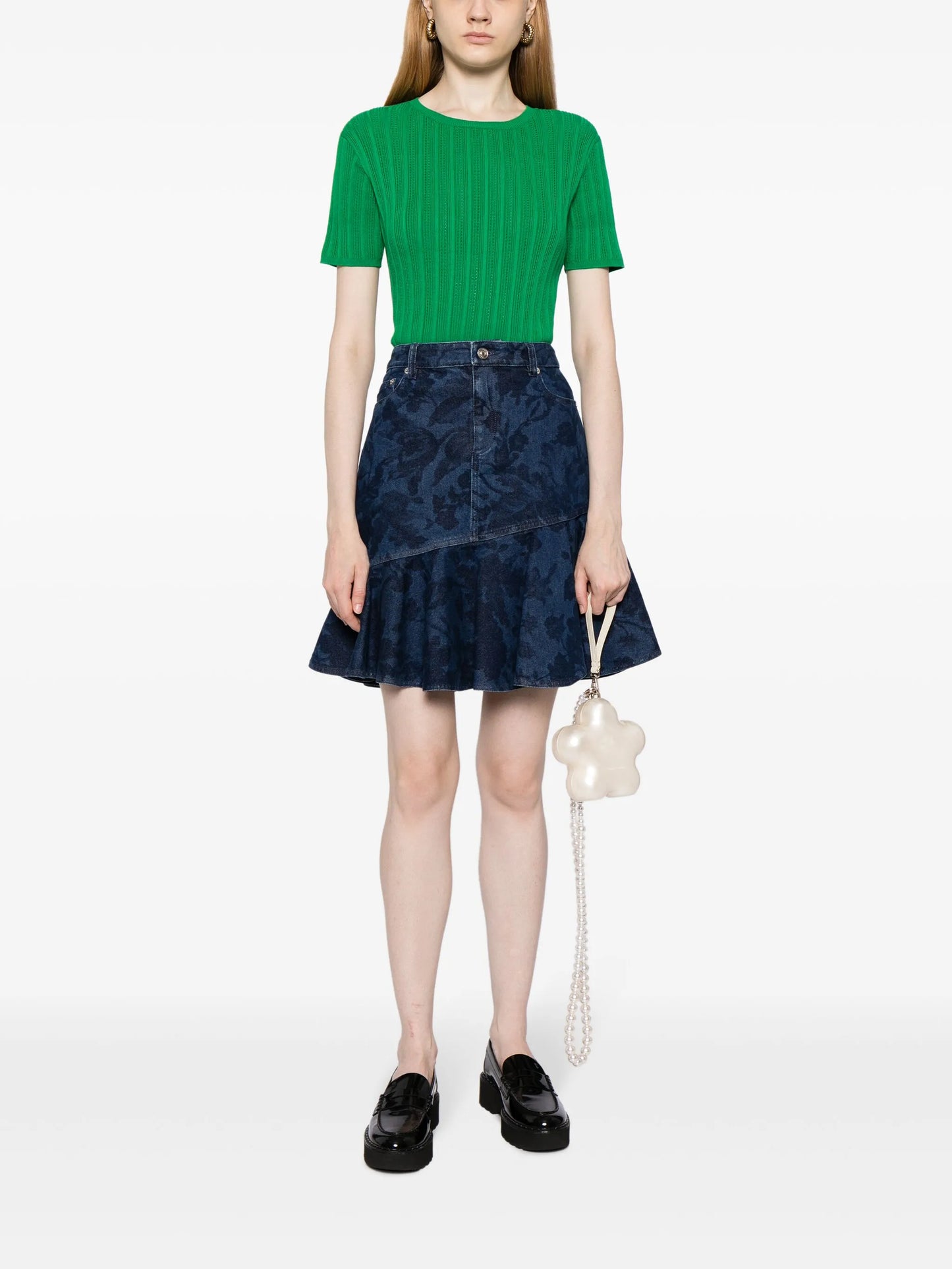 asymmetric denim miniskirt