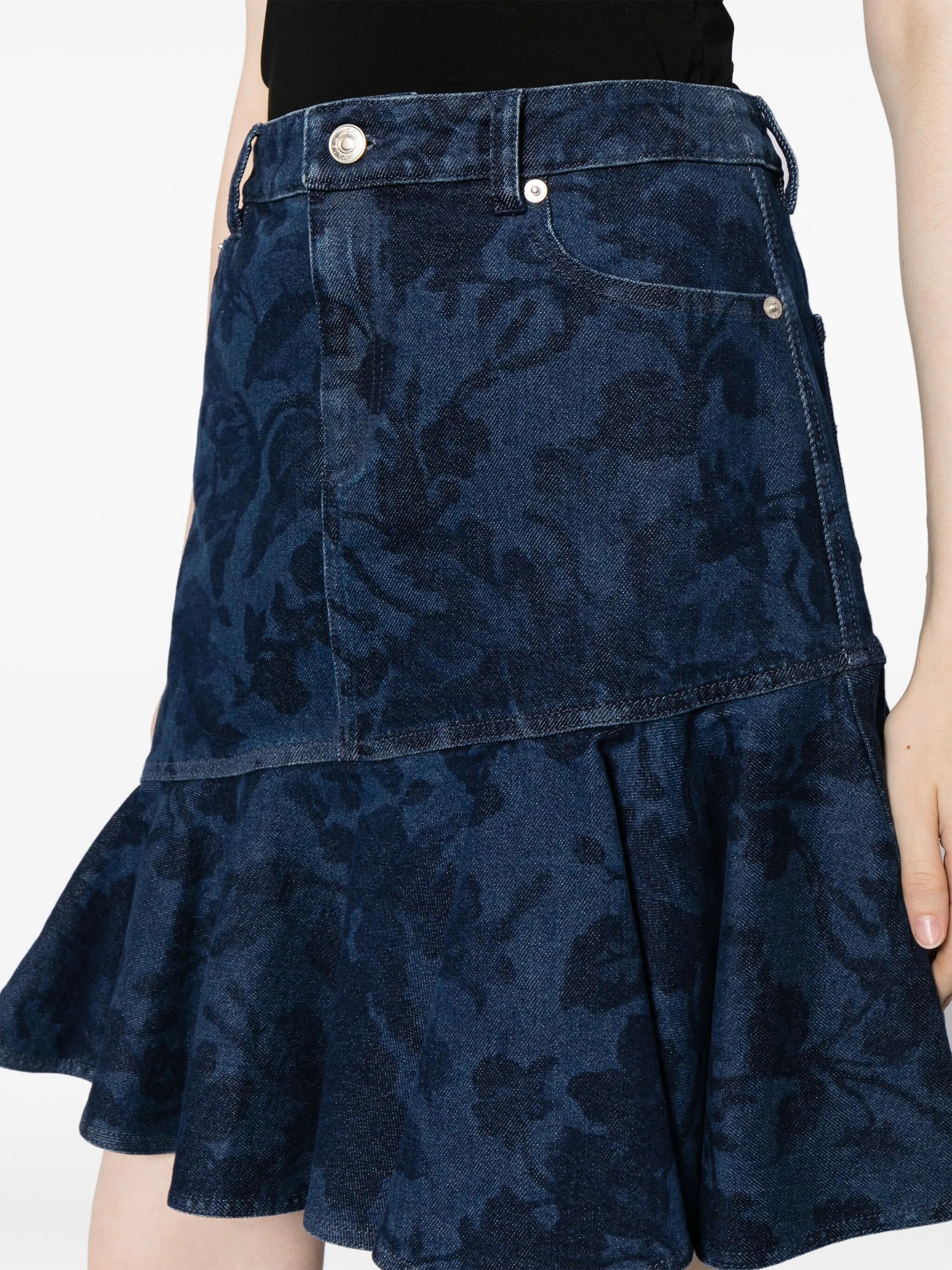 asymmetric denim miniskirt