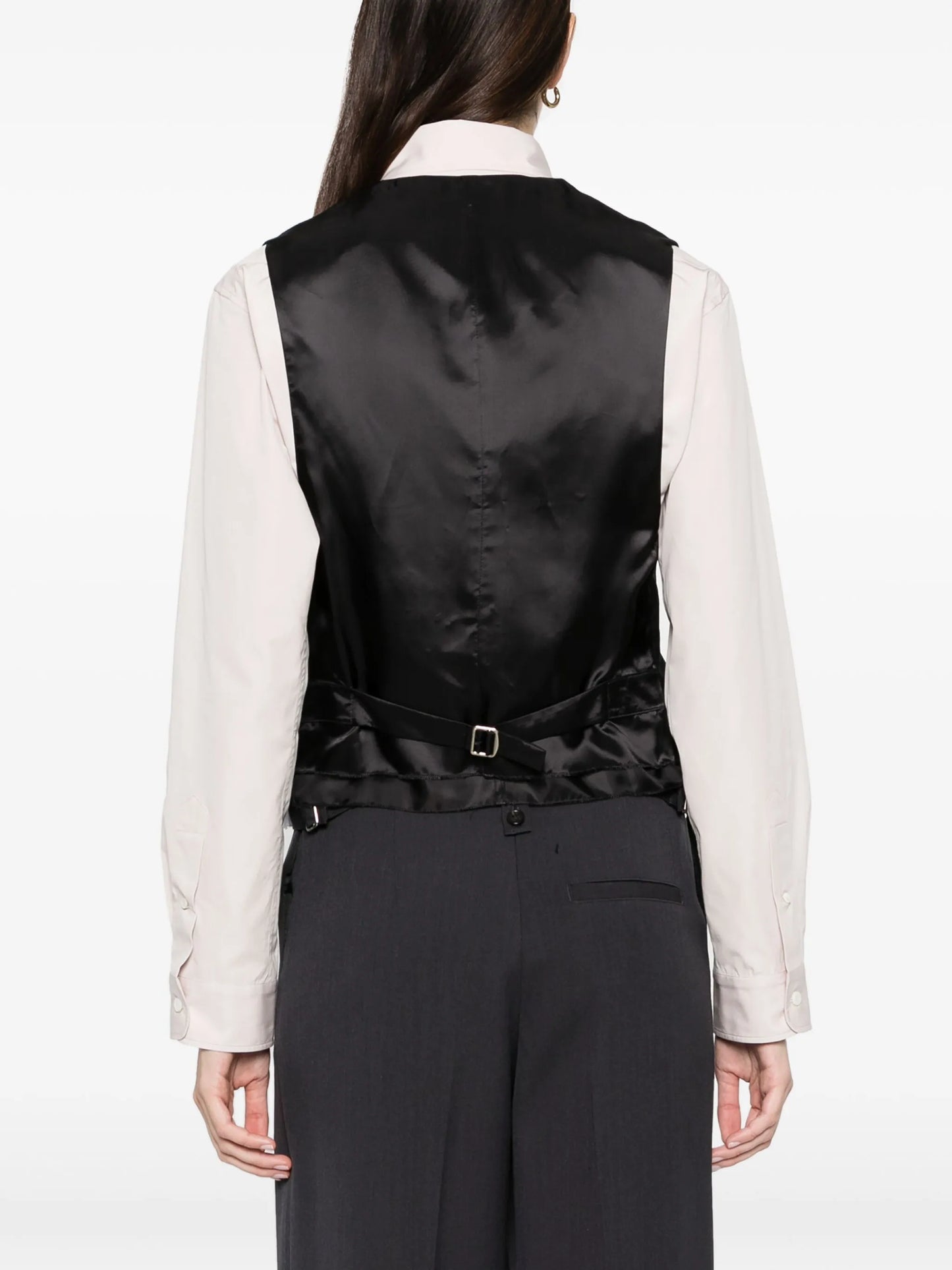 pinstriped layered wool vest