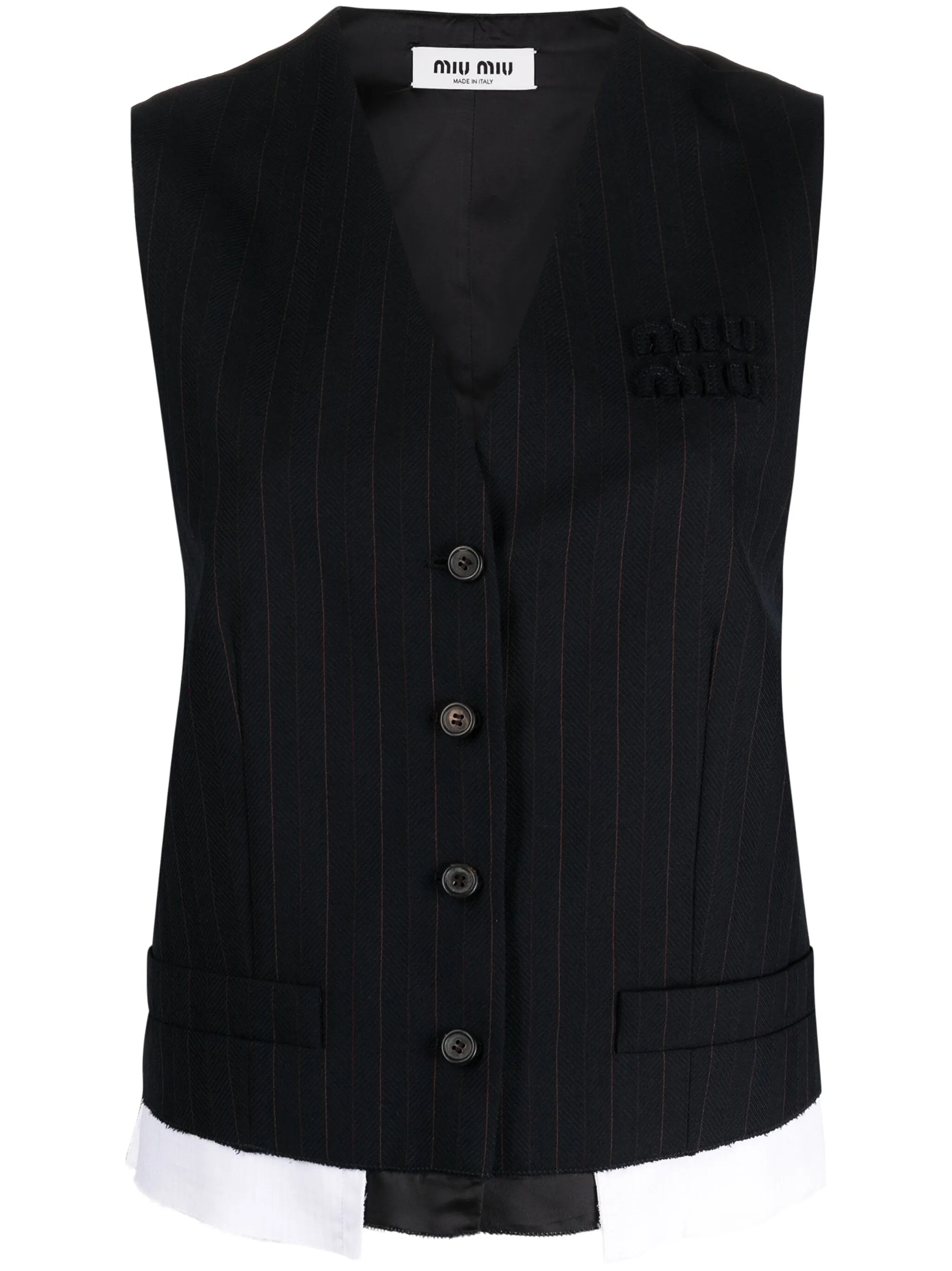 pinstriped layered wool vest