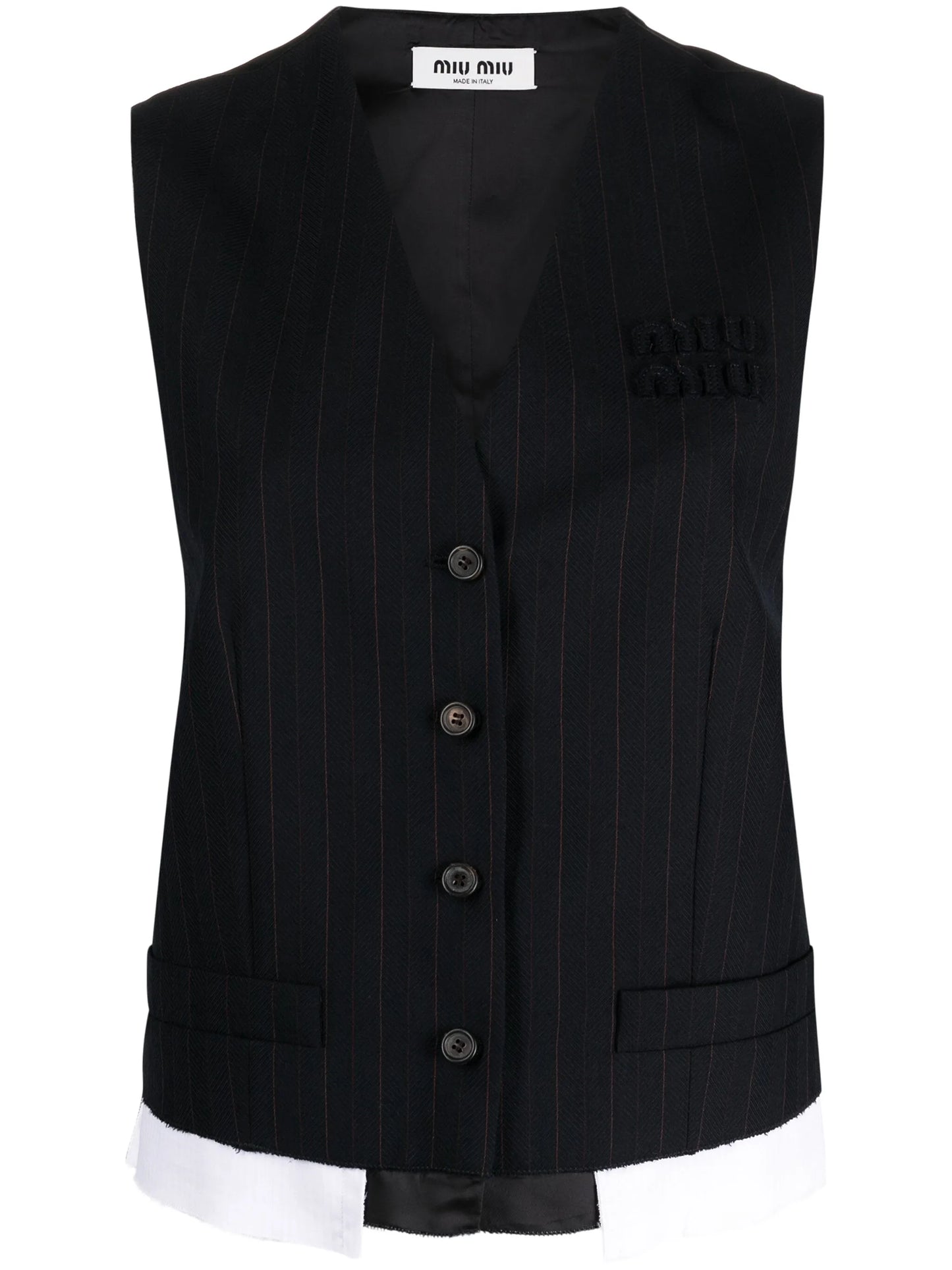pinstriped layered wool vest