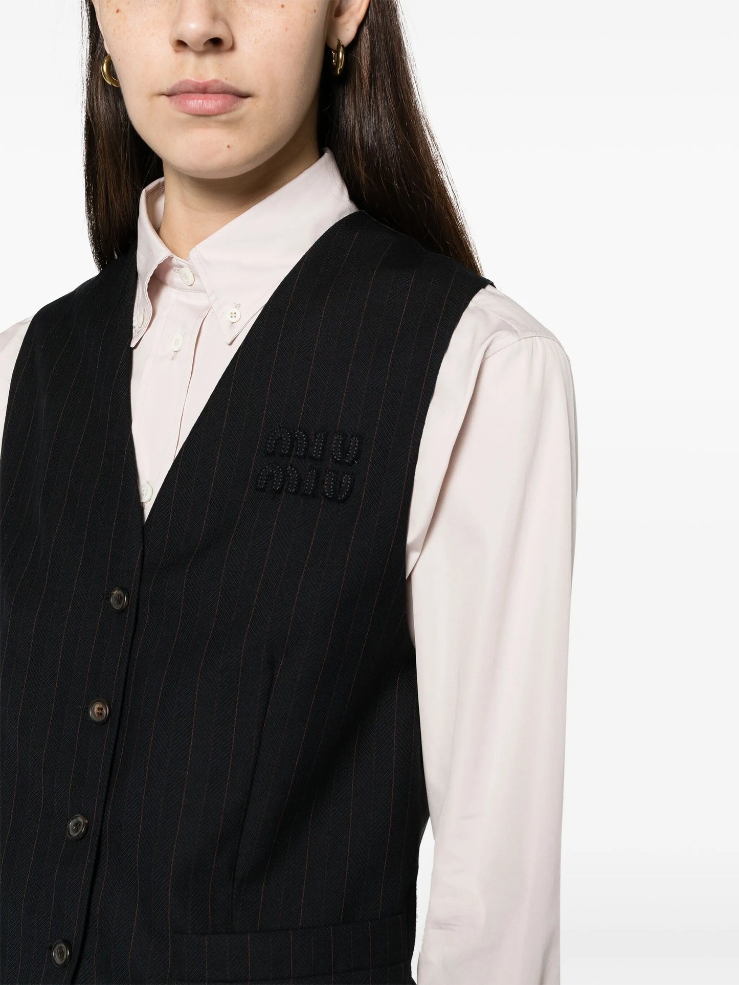 pinstriped layered wool vest