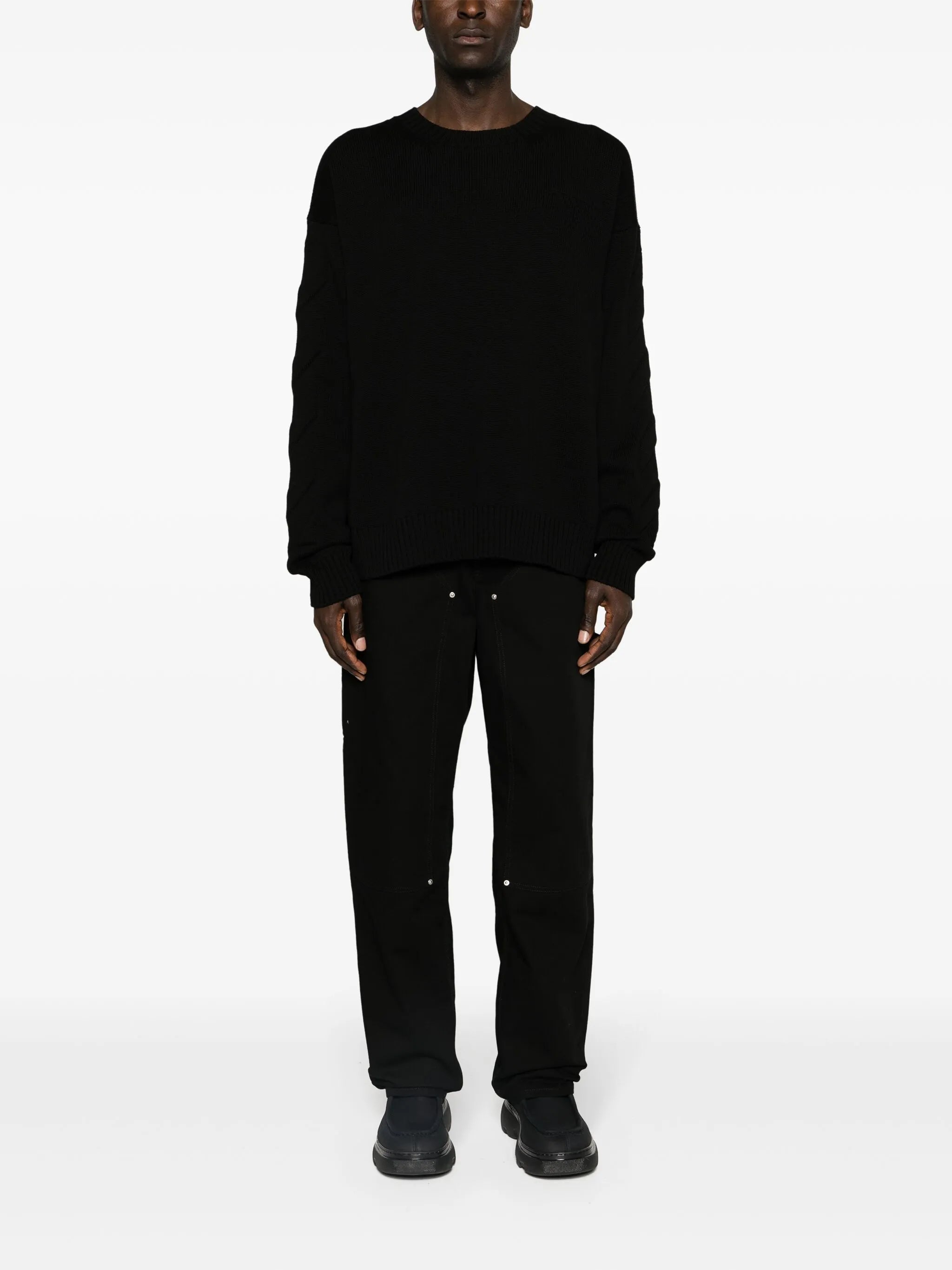3D Diag ribbed-knit jumper