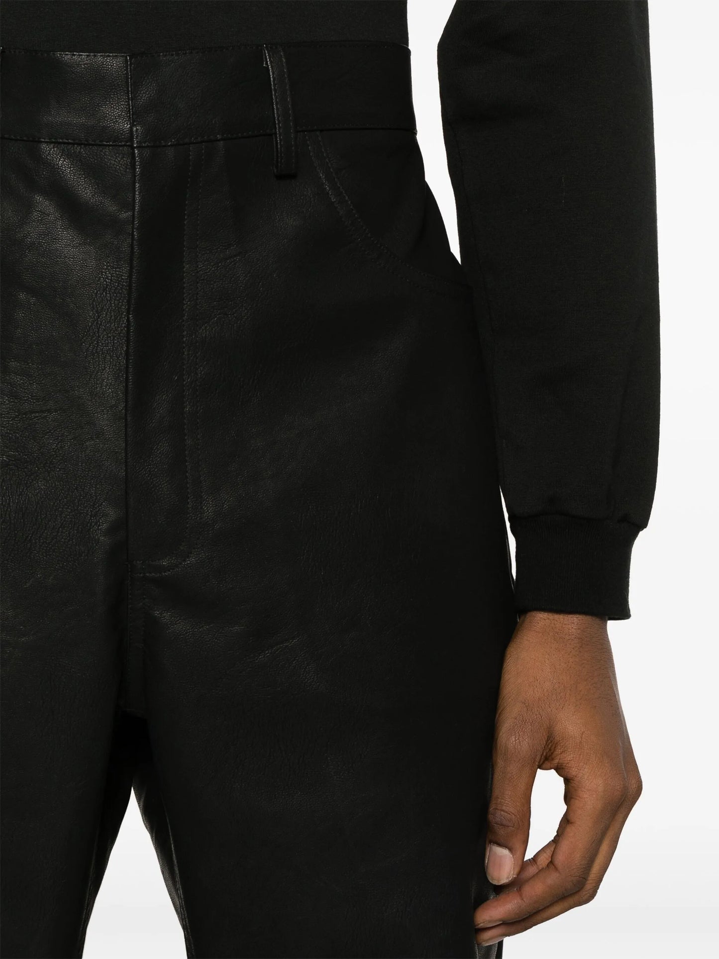Wet faux-leather straight-get trousers
