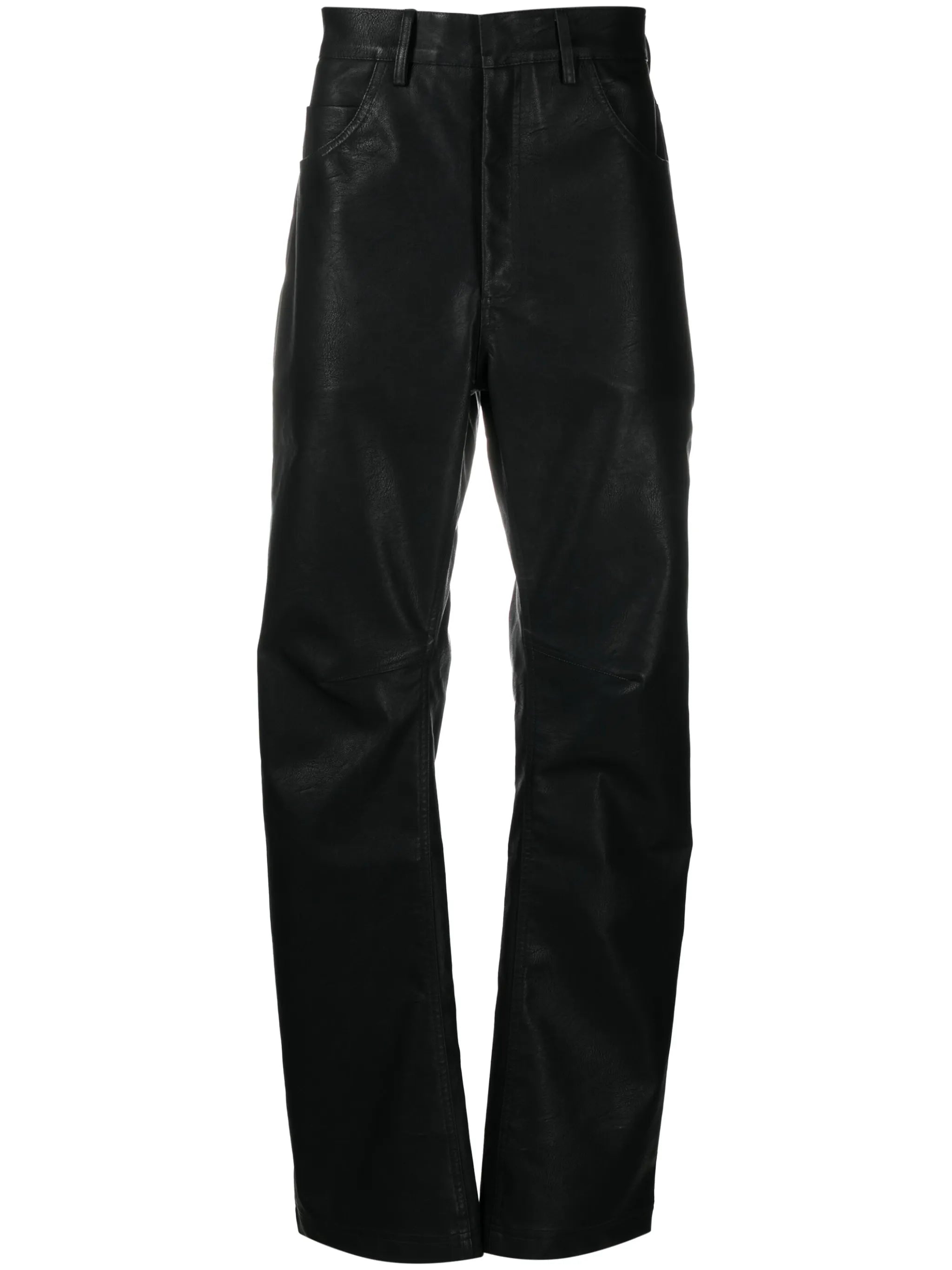 Wet faux-leather straight-get trousers