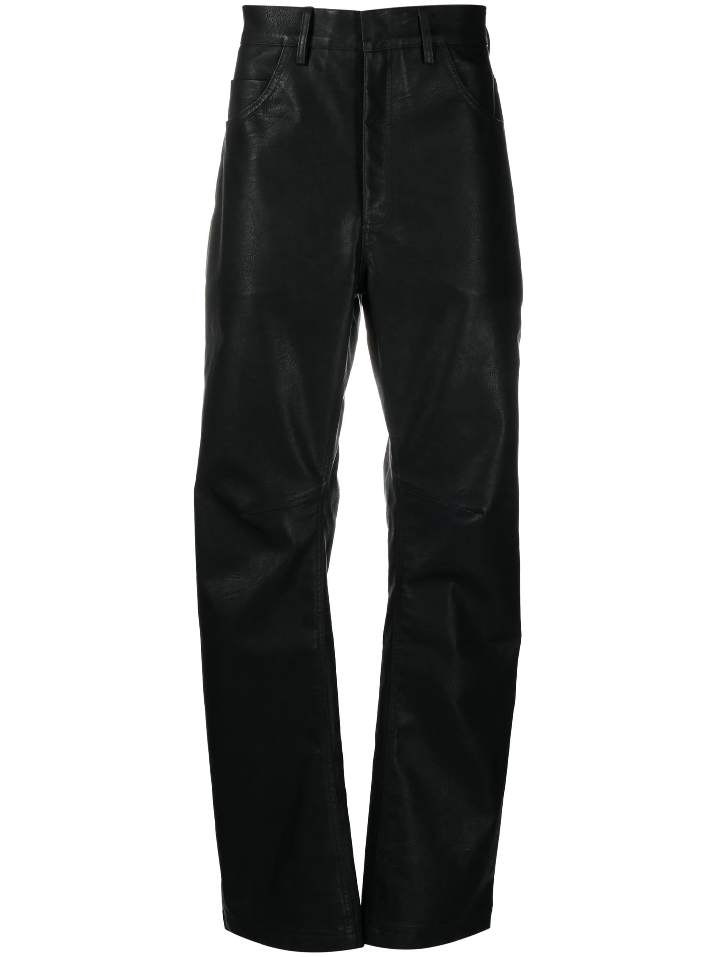 Wet faux-leather straight-get trousers