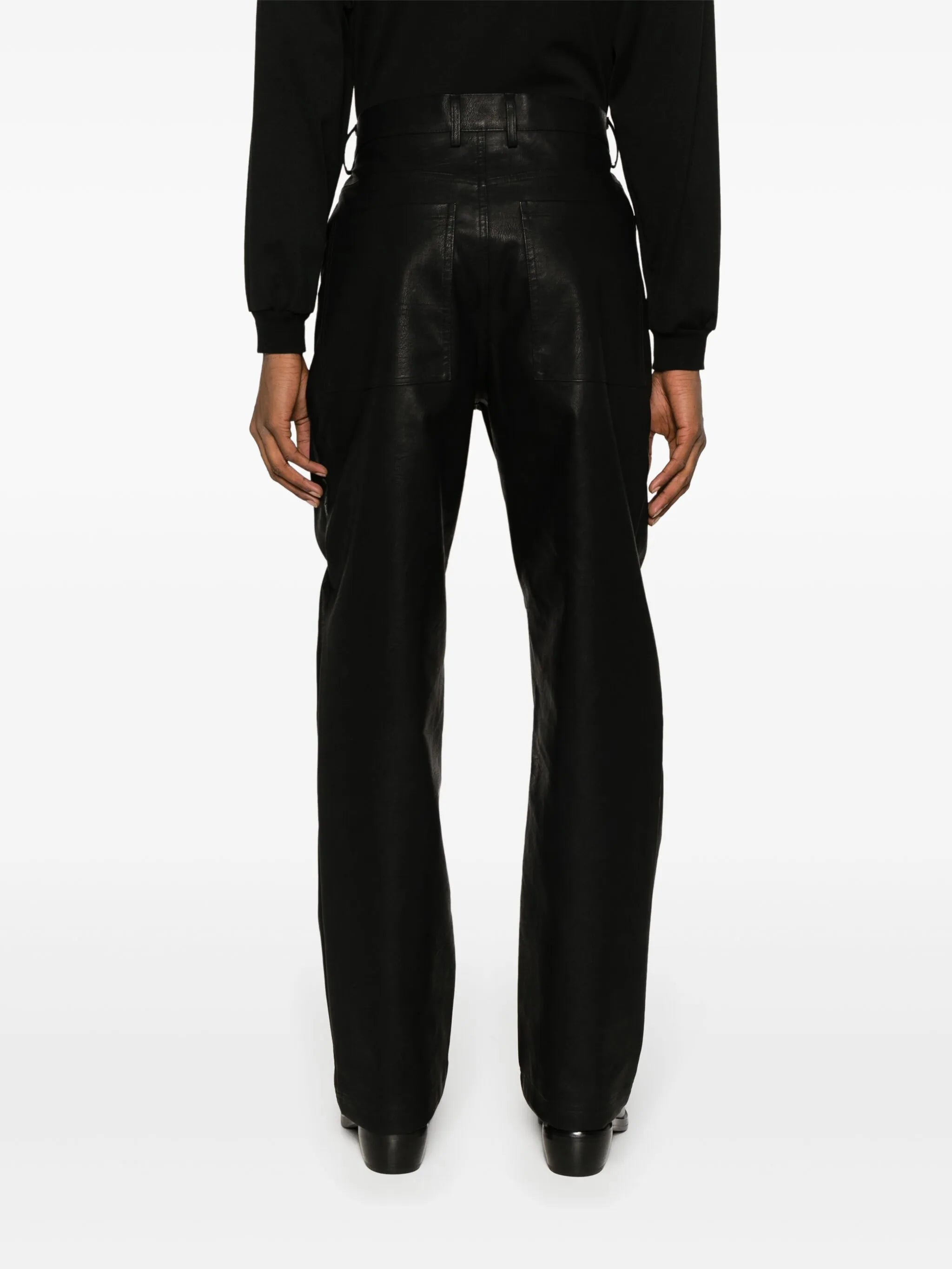 Wet faux-leather straight-get trousers