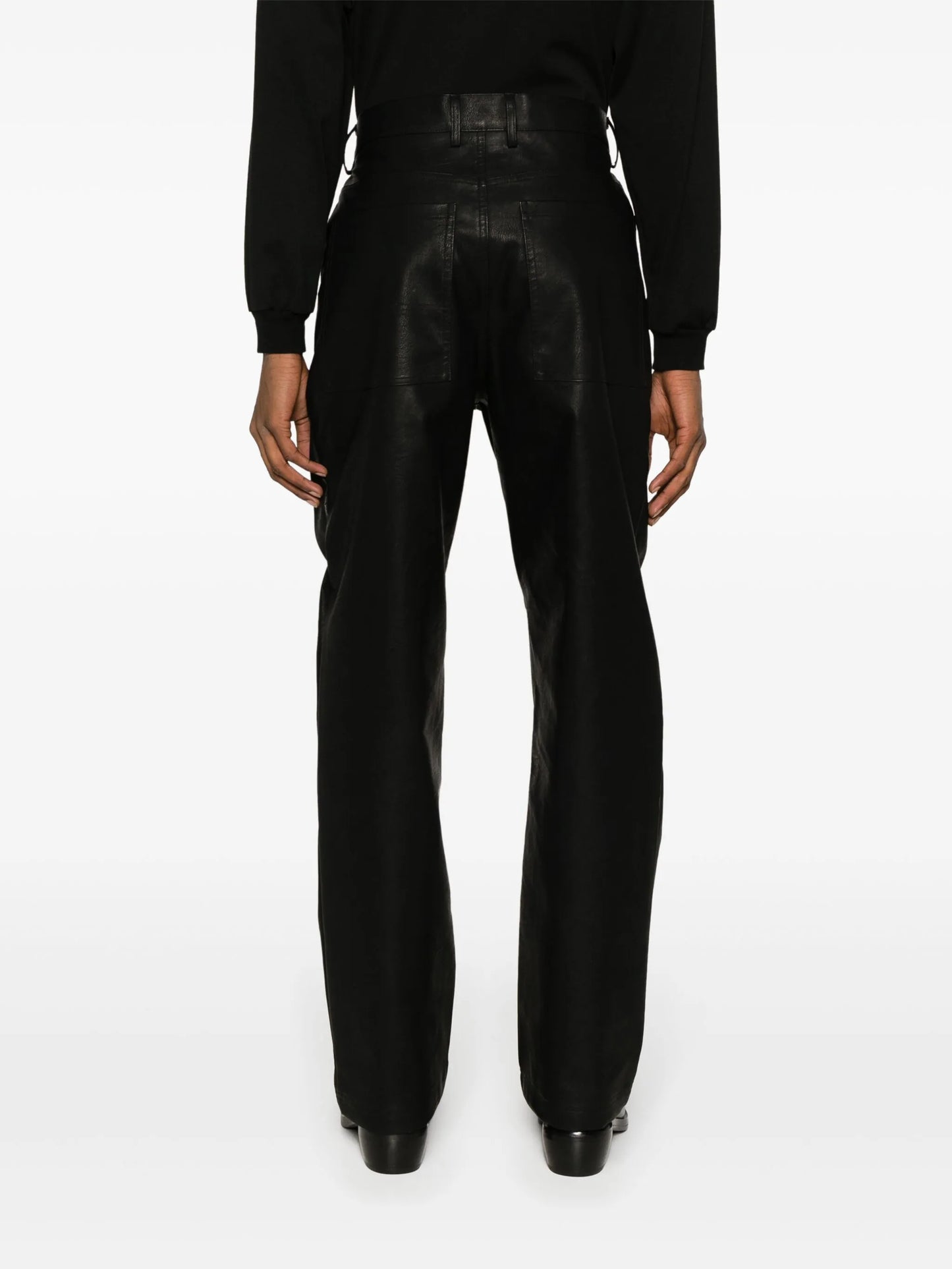 Wet faux-leather straight-get trousers