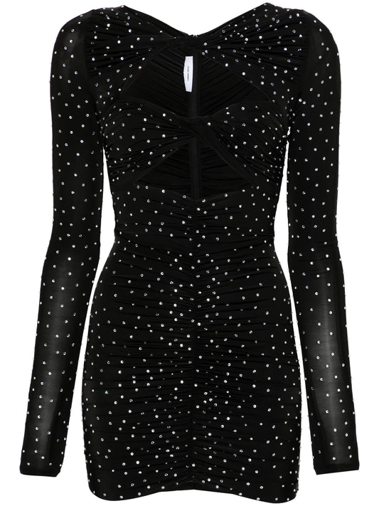crystal-embellished ruched minidress