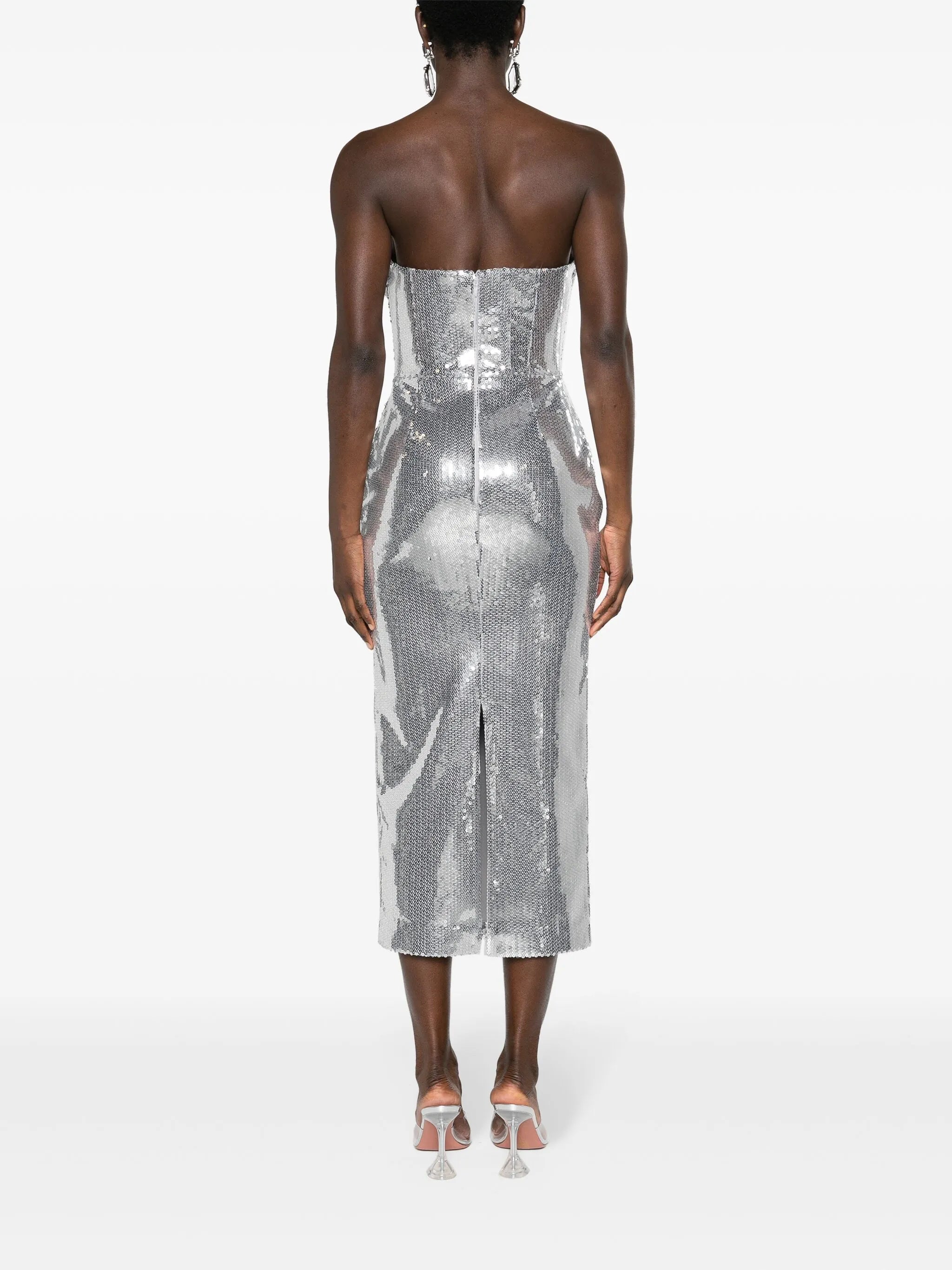 sequinned strapless maxi dress